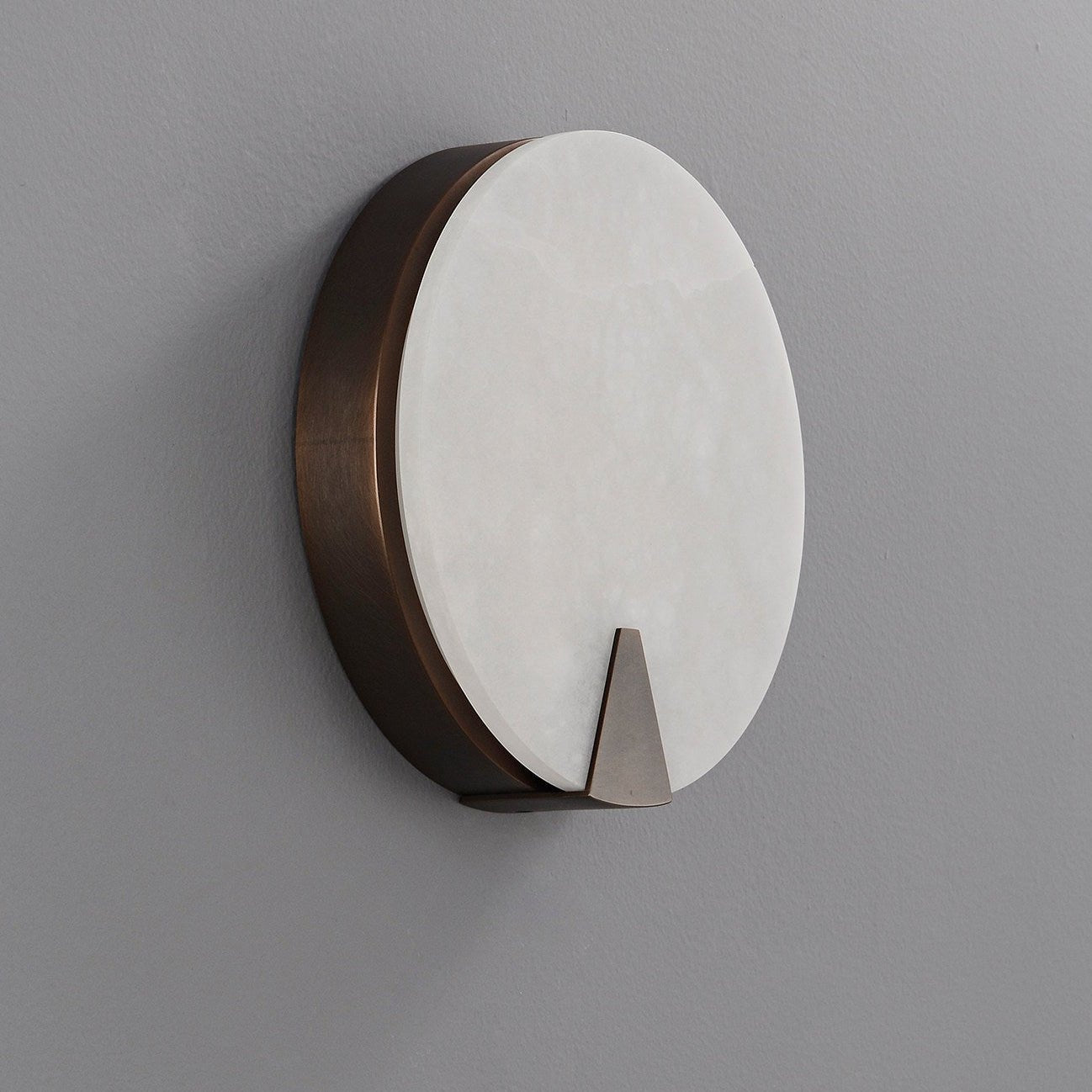 Solaris Halo Alabaster Wall Light-Neutral Decor