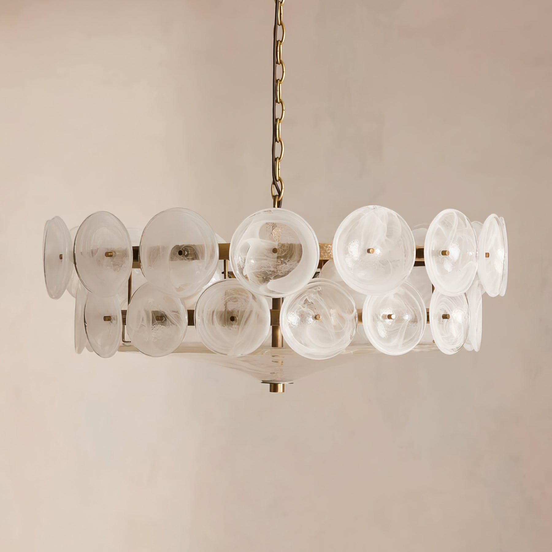 Aurora Chandelier Murano Glass Disc Vintage-Neutral Decor