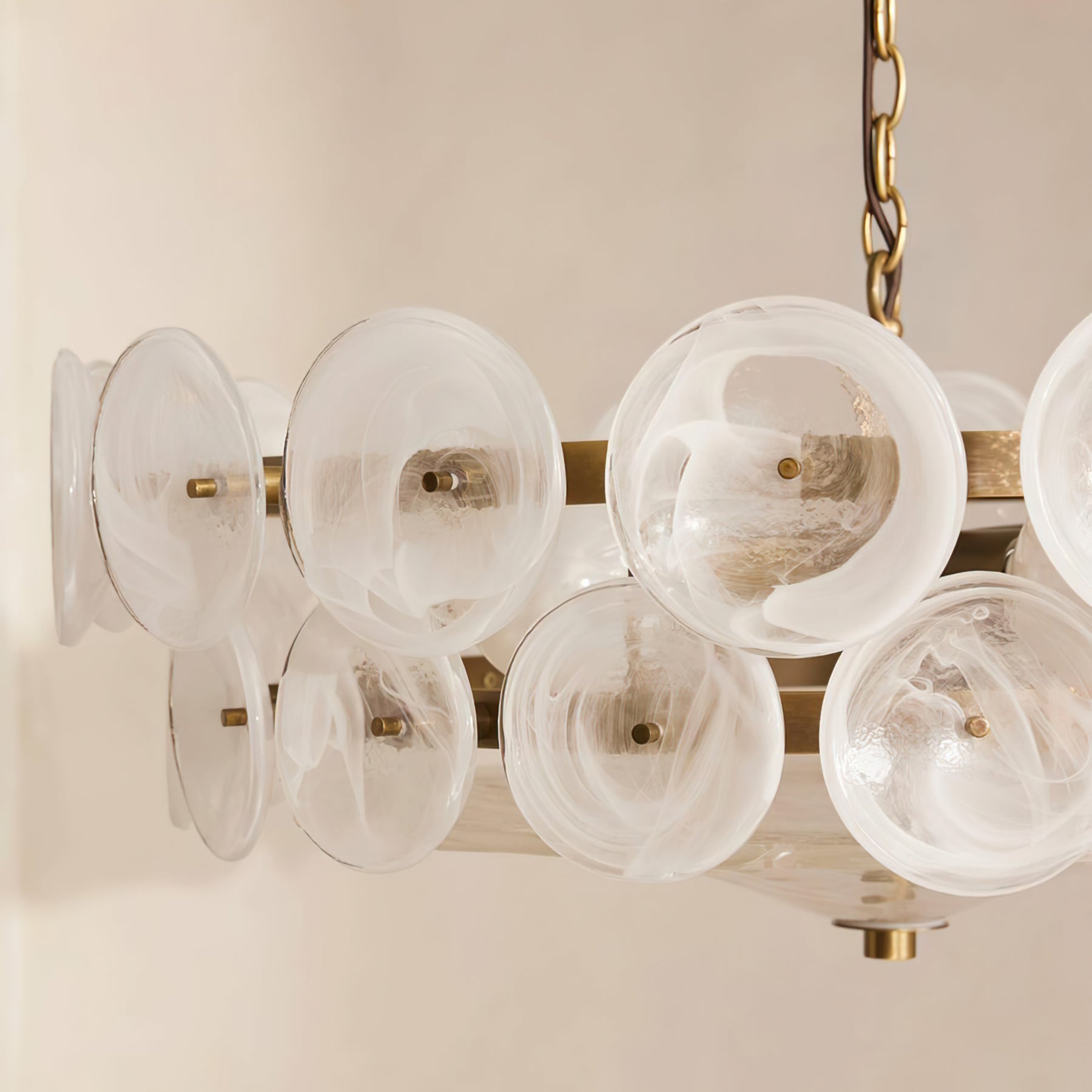 Aurora Chandelier Murano Glass Disc Vintage-Neutral Decor