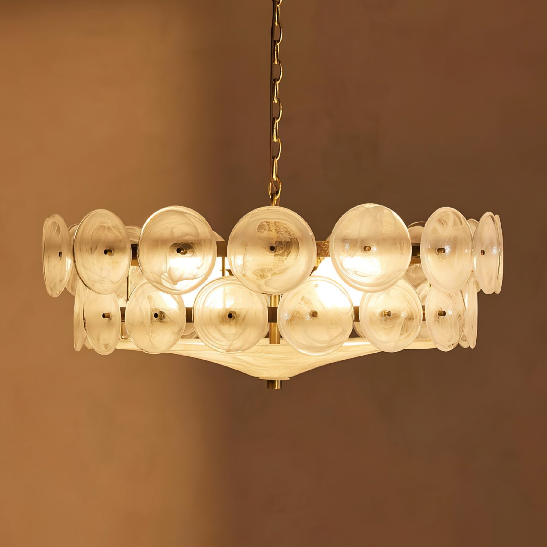 Aurora Chandelier Murano Glass Disc Vintage-Neutral Decor