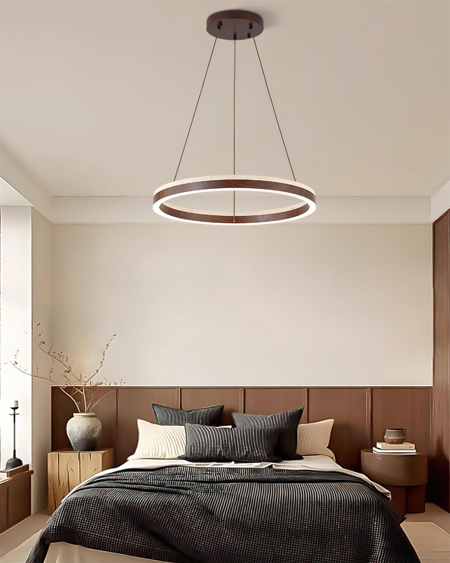 Loren Chandelier Travertine Geometry Ring-Neutral Decor