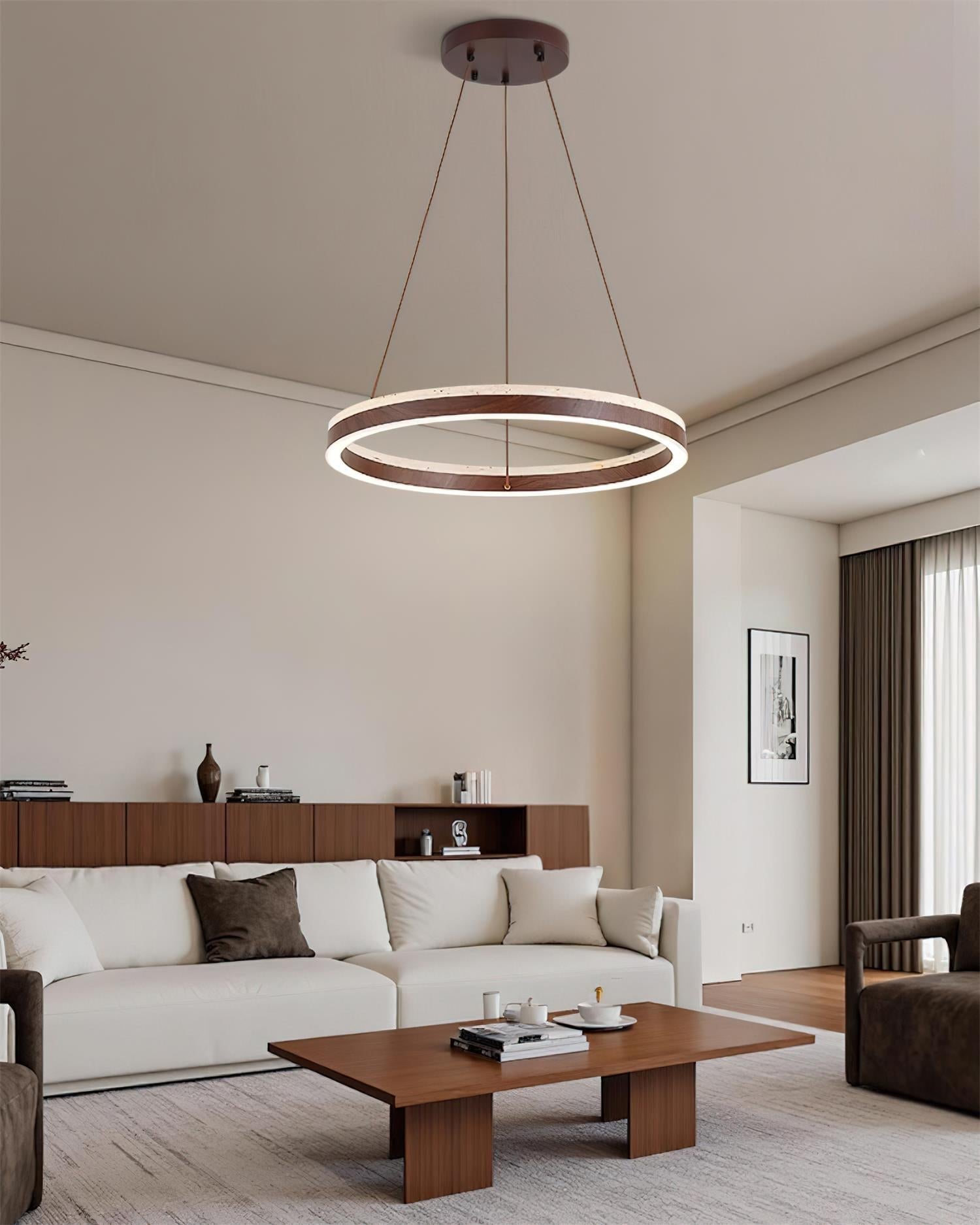 Ritta  Chandelier  Travertine Geometry Ring
