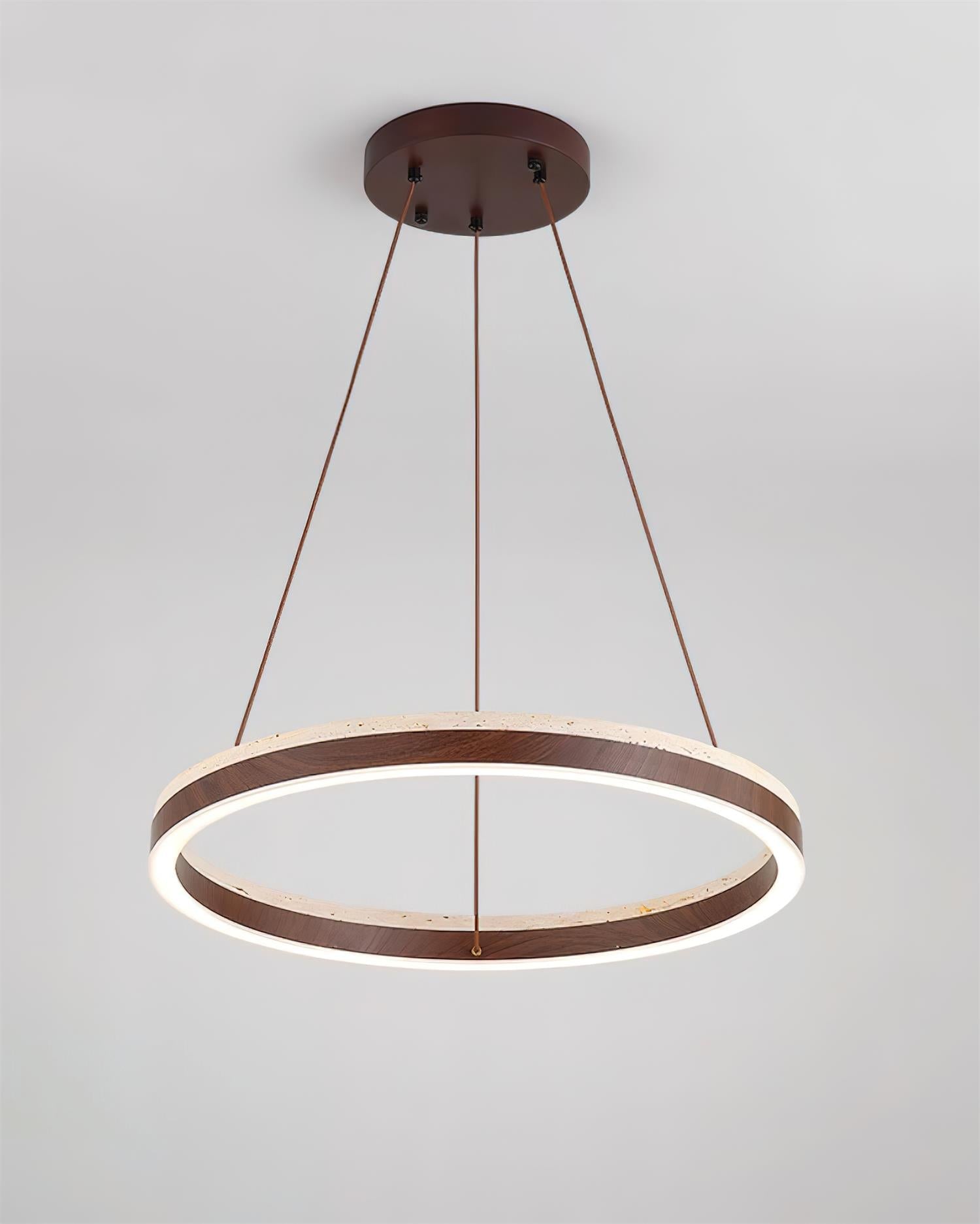 Loren Chandelier Travertine Geometry Ring-Neutral Decor