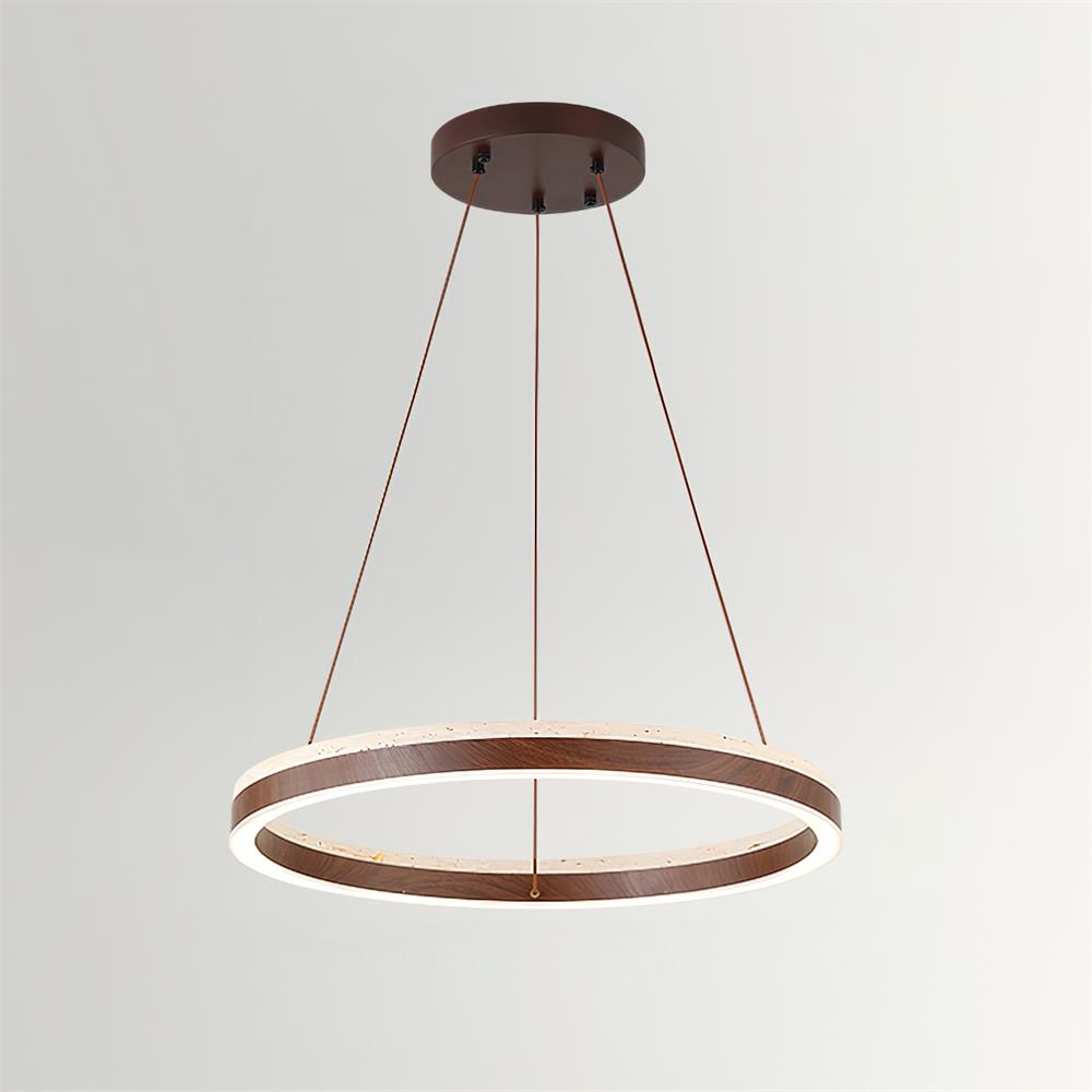 Loren Chandelier Travertine Geometry Ring-Neutral Decor