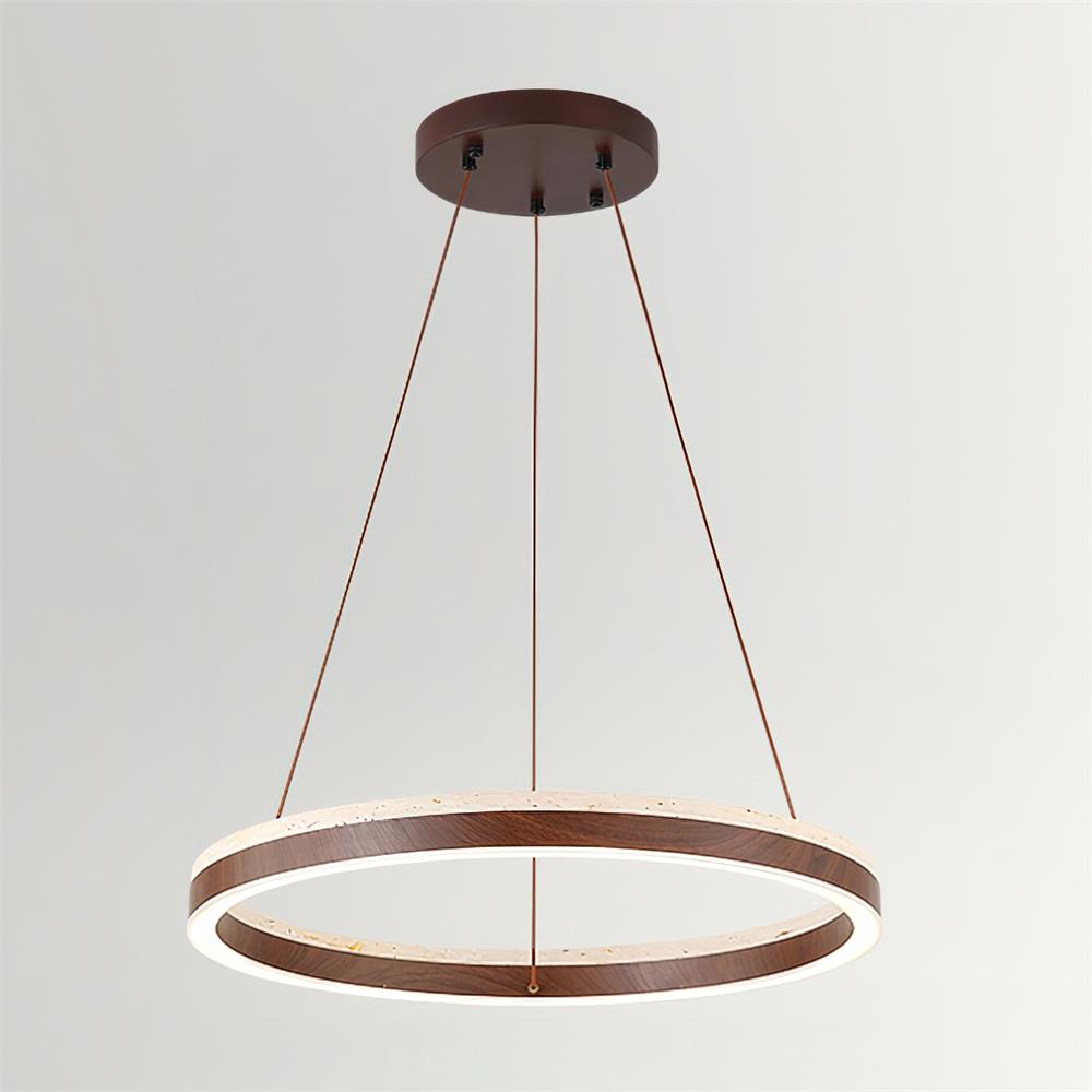 Loren Chandelier Travertine Geometry Ring-Neutral Decor