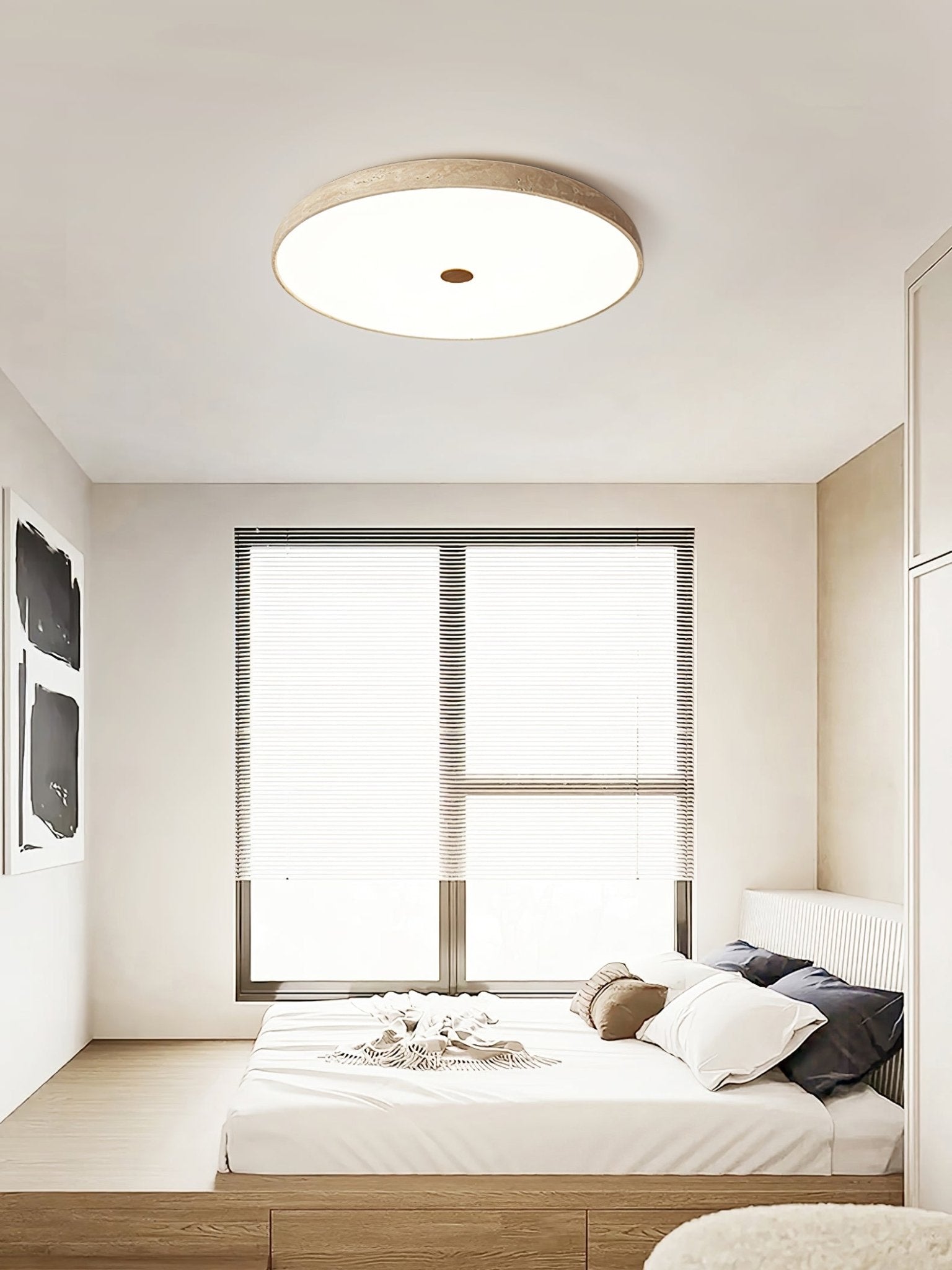 Orzoror Minimalist Travertine Ceiling Light-Neutral Decor