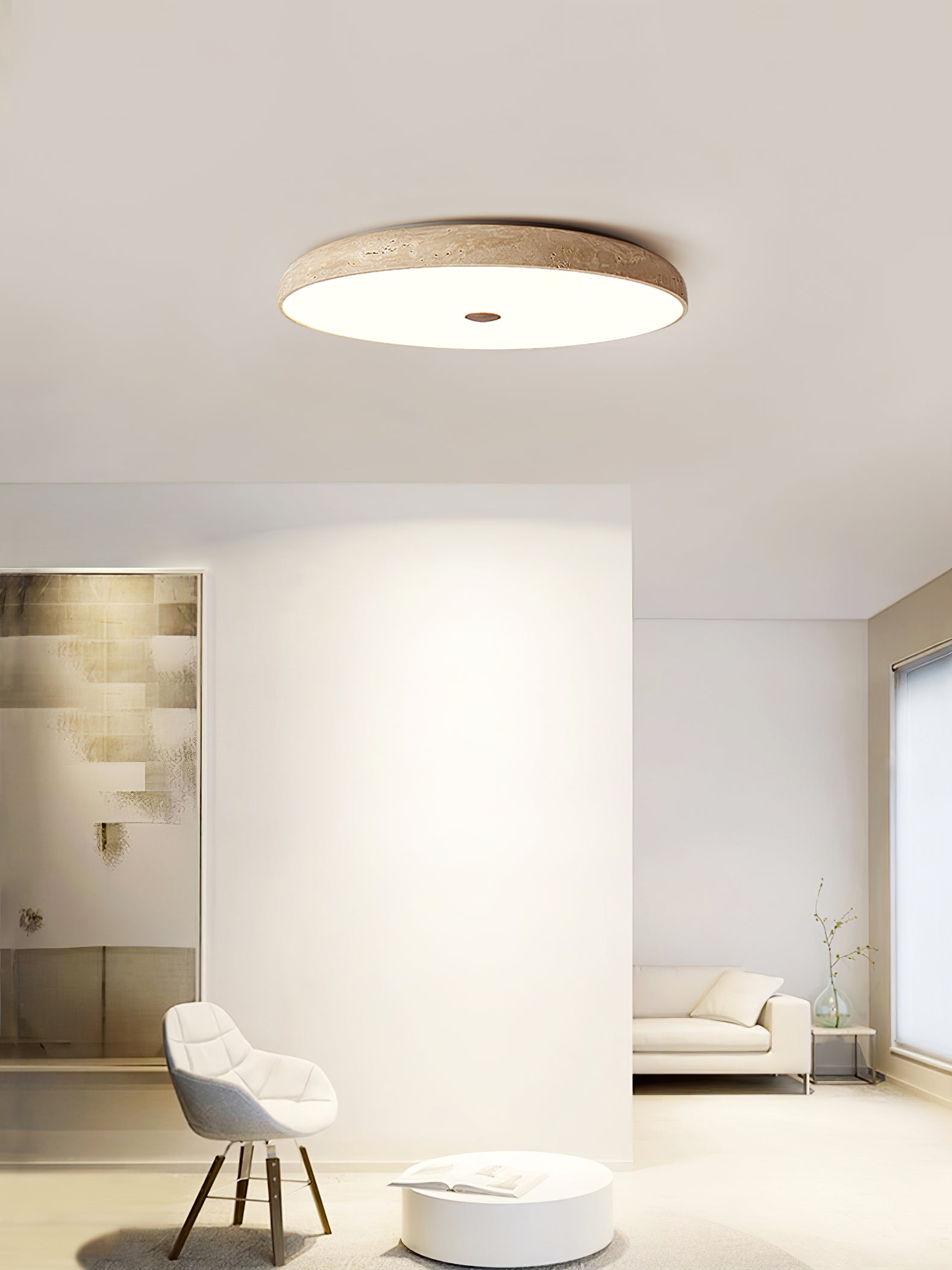 Orzoror Minimalist Travertine Ceiling Light-Neutral Decor