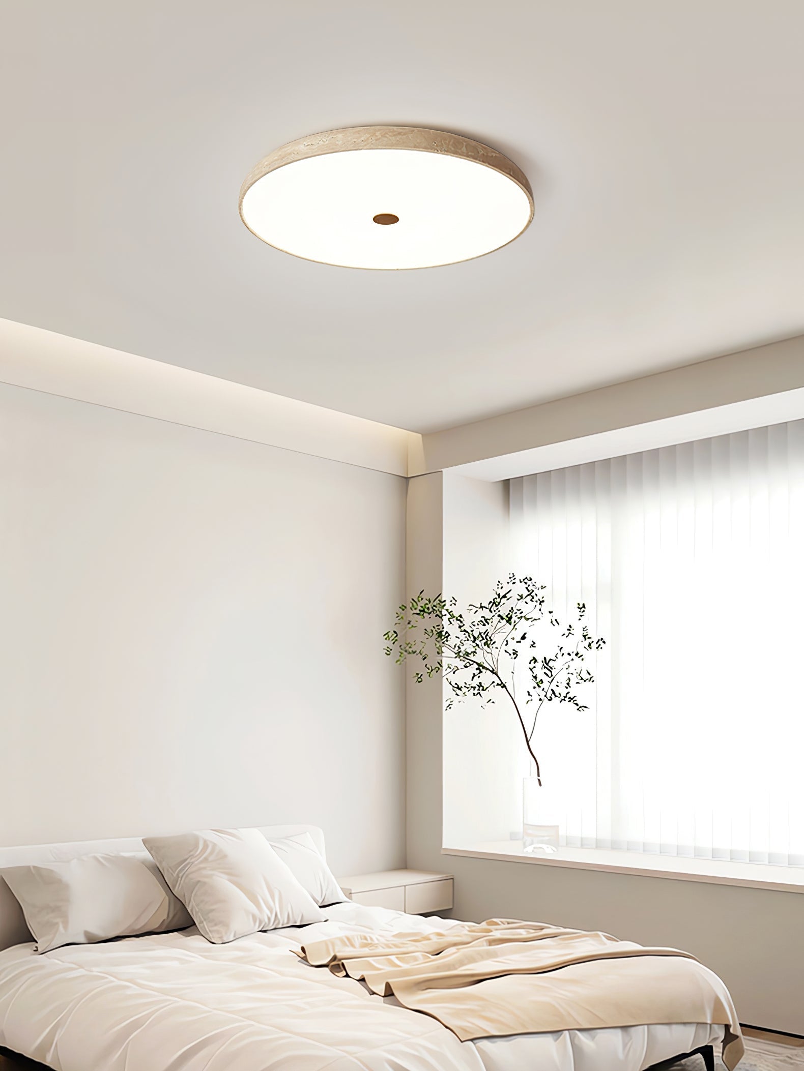 Orzoror Minimalist Travertine Ceiling Light-Neutral Decor