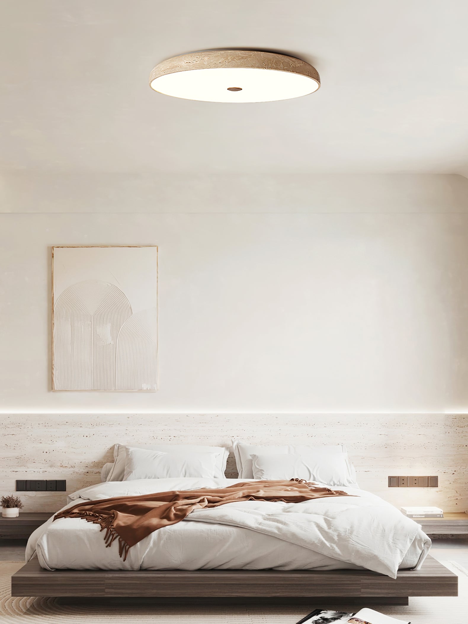 Orzoror Minimalist Travertine Ceiling Light-Neutral Decor