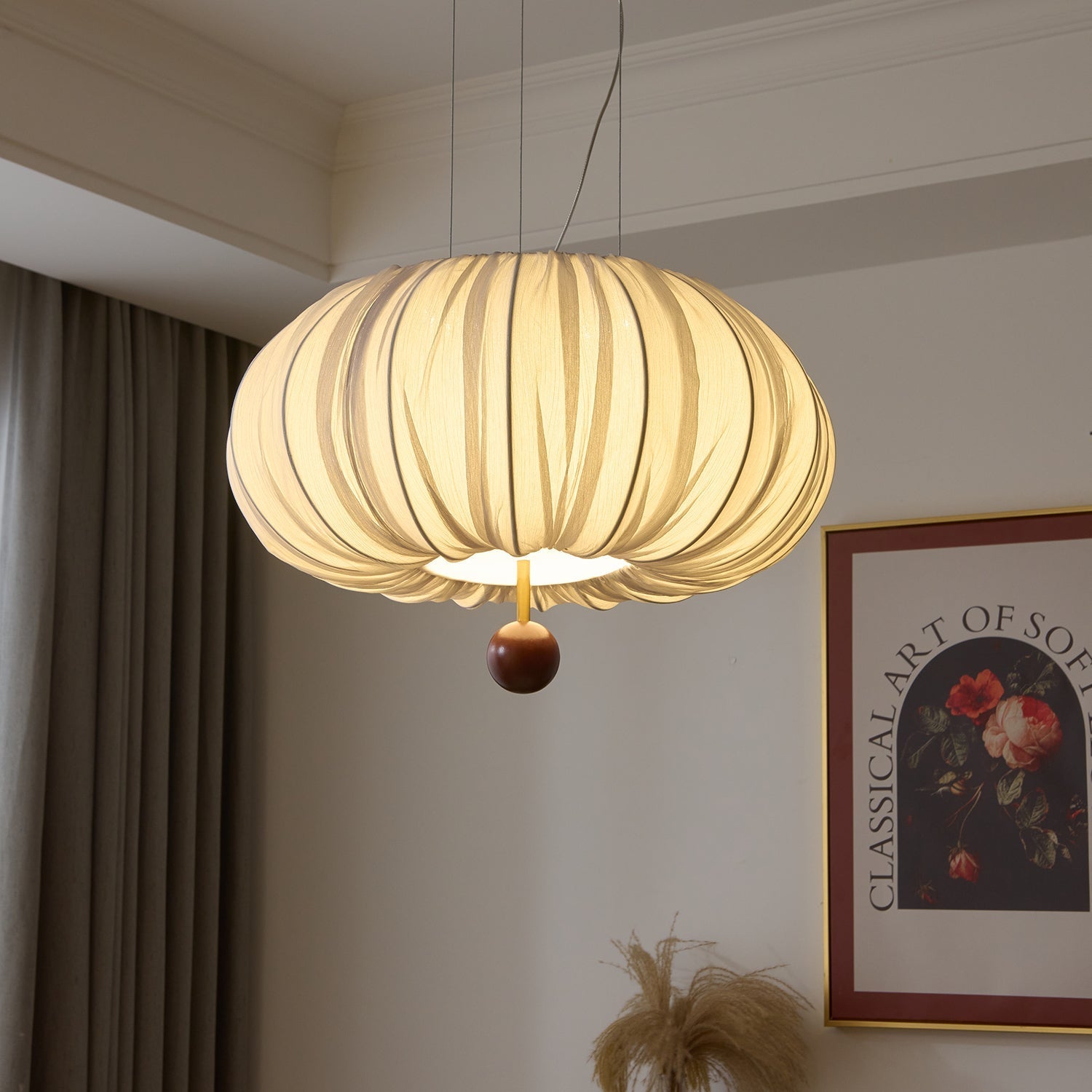 Vasilen Premium Nordic Art Balloon Wood Fabric Ceiling Light-Neutral Decor