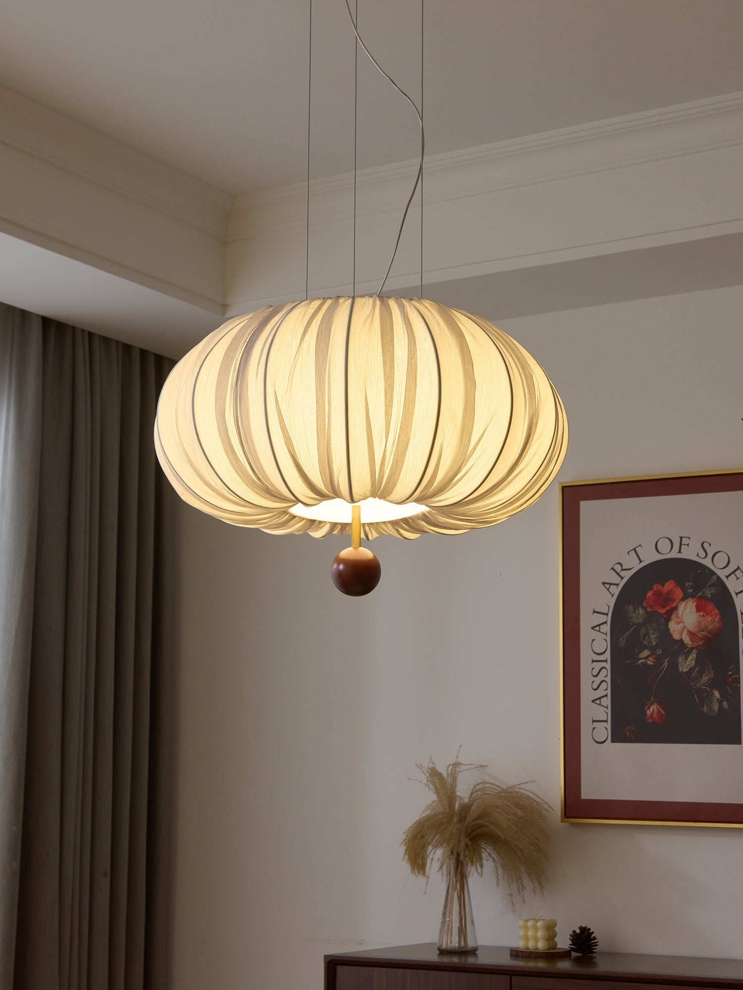Vasilen Premium Nordic Art Balloon Wood Fabric Ceiling Light-Neutral Decor