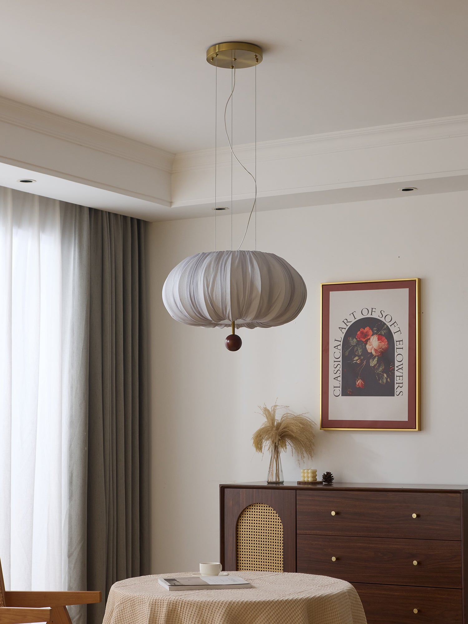 Vasilen Premium Nordic Art Balloon Wood Fabric Ceiling Light-Neutral Decor