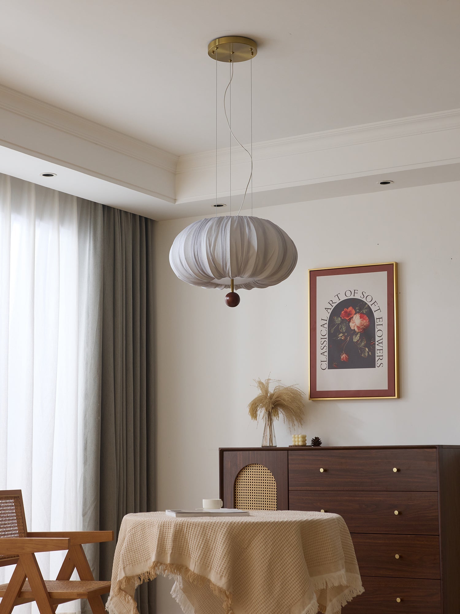 Vasilen Premium Nordic Art Balloon Wood Fabric Ceiling Light-Neutral Decor