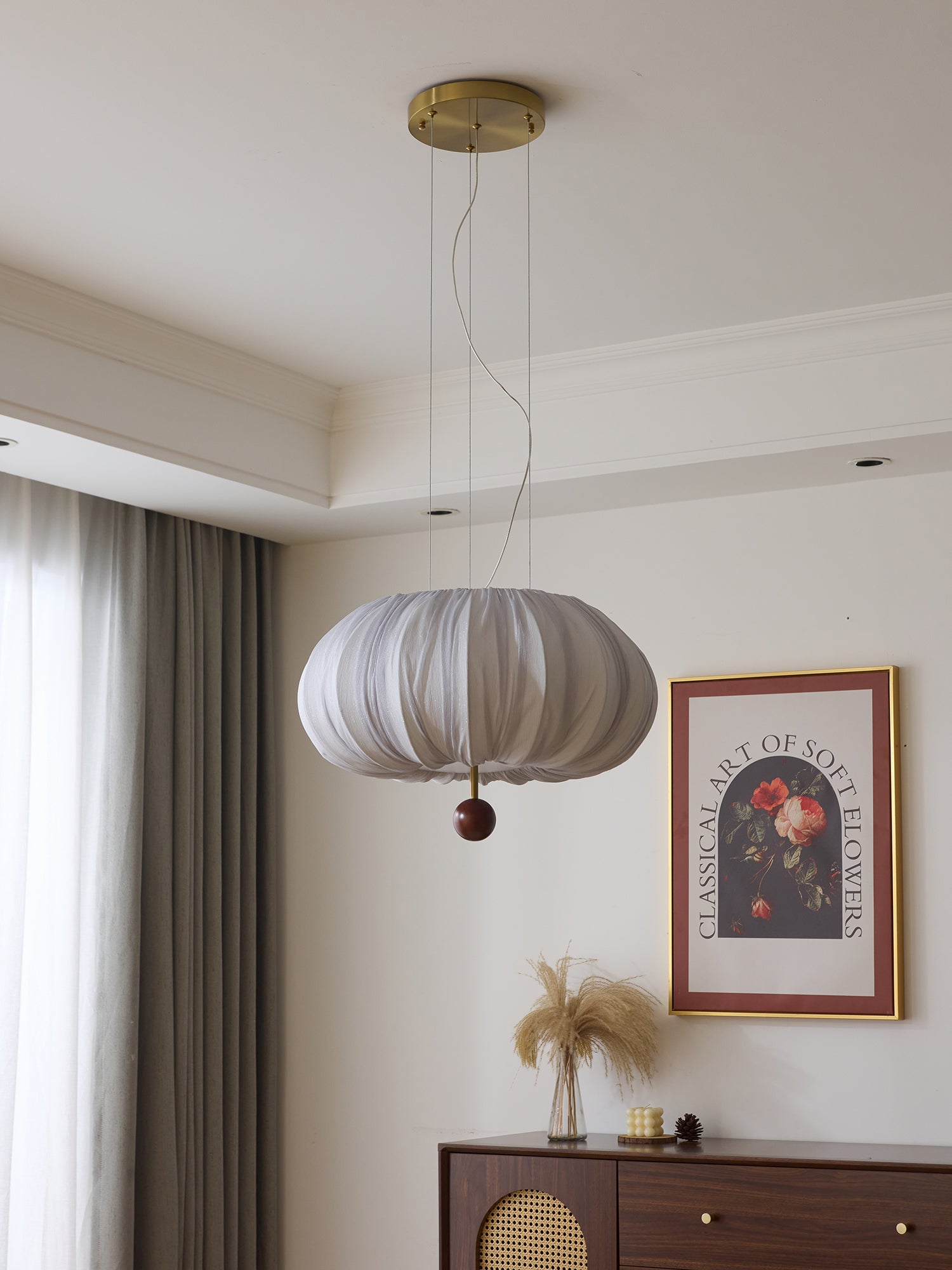 Vasilen Premium Nordic Art Balloon Wood Fabric Ceiling Light-Neutral Decor