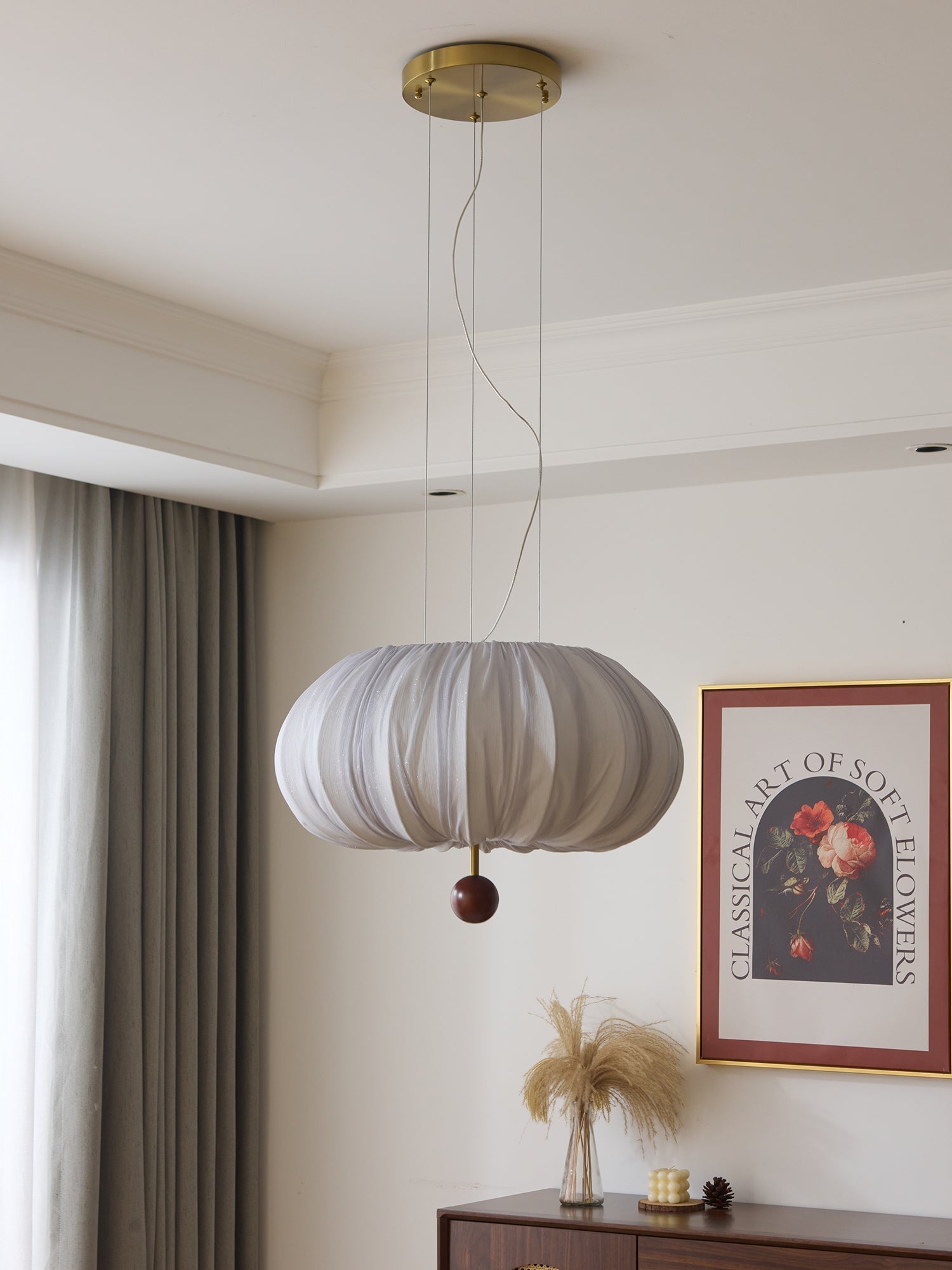 Vasilen Premium Nordic Art Balloon Wood Fabric Ceiling Light-Neutral Decor