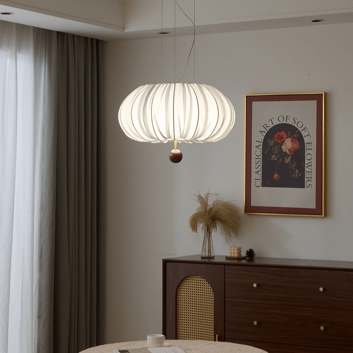 Vasilen Premium Nordic Art Balloon Wood Fabric Ceiling Light-Neutral Decor