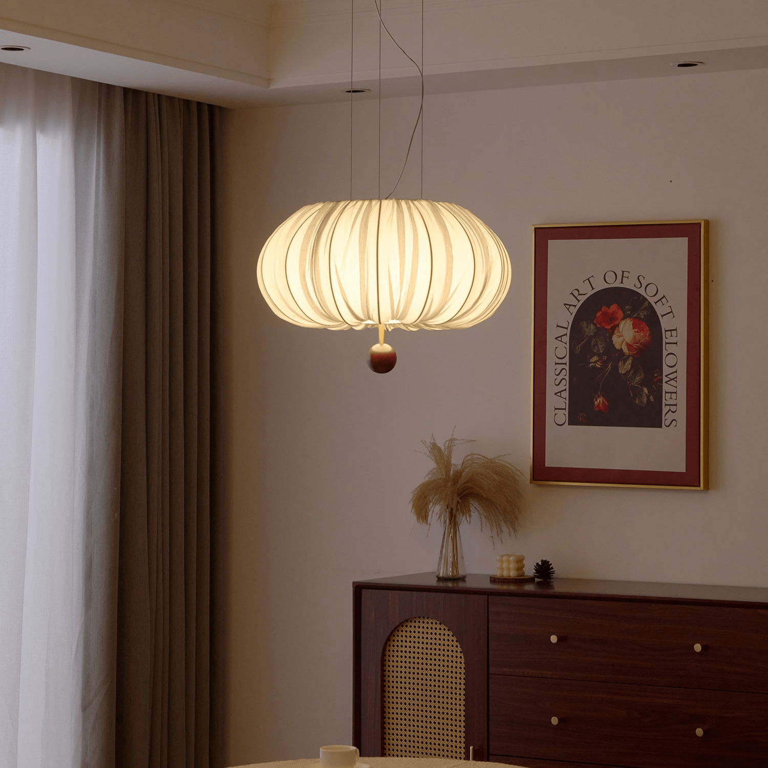 Vasilen Premium Nordic Art Balloon Wood Fabric Ceiling Light-Neutral Decor