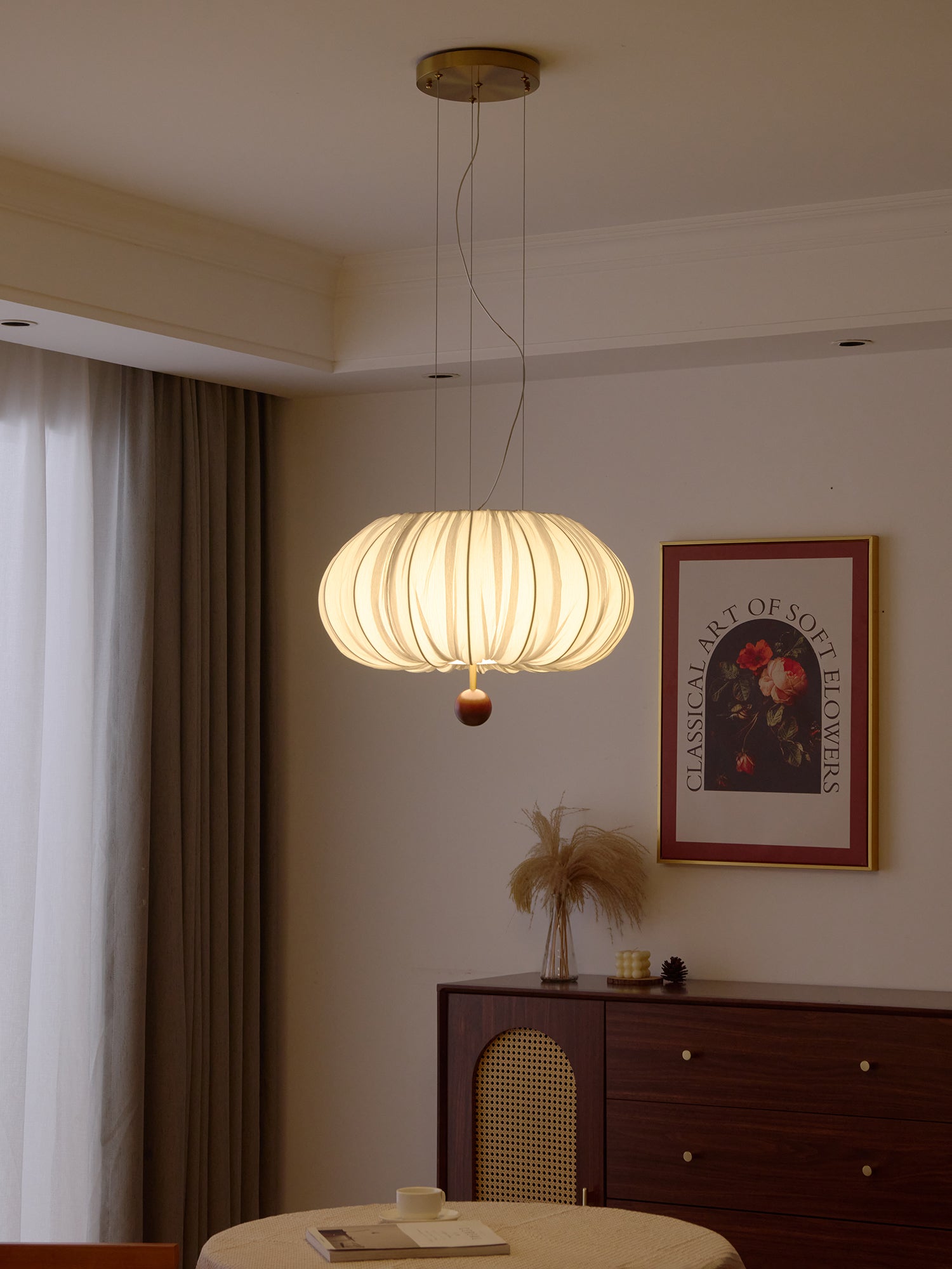 Vasilen Premium Nordic Art Balloon Wood Fabric Ceiling Light-Neutral Decor