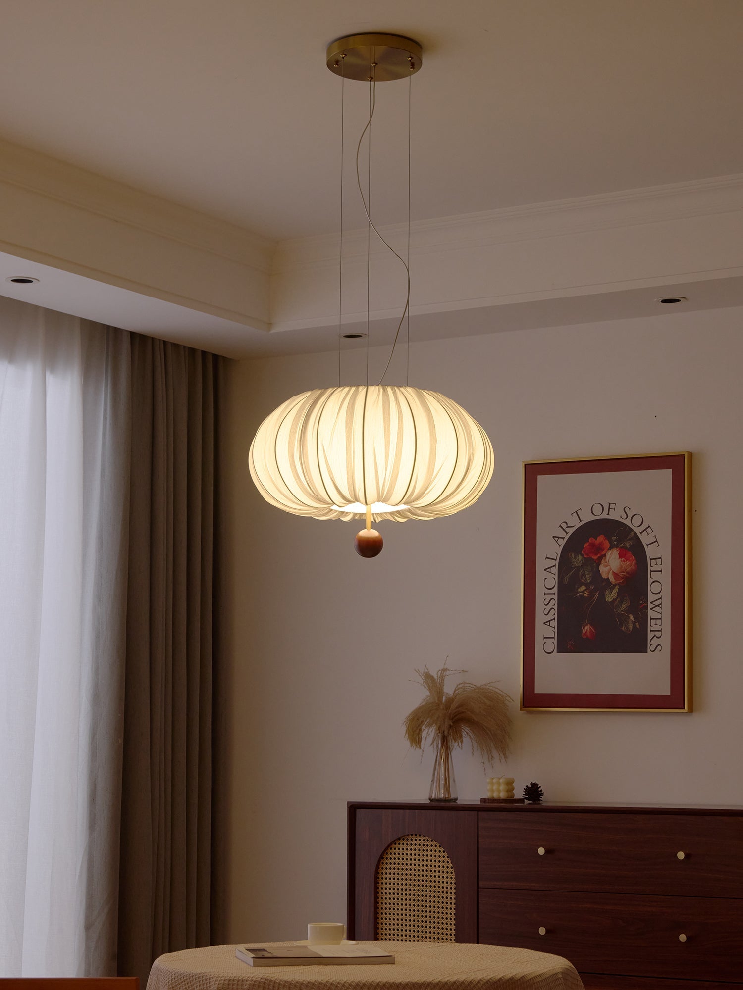 Vasilen Premium Nordic Art Balloon Wood Fabric Ceiling Light-Neutral Decor