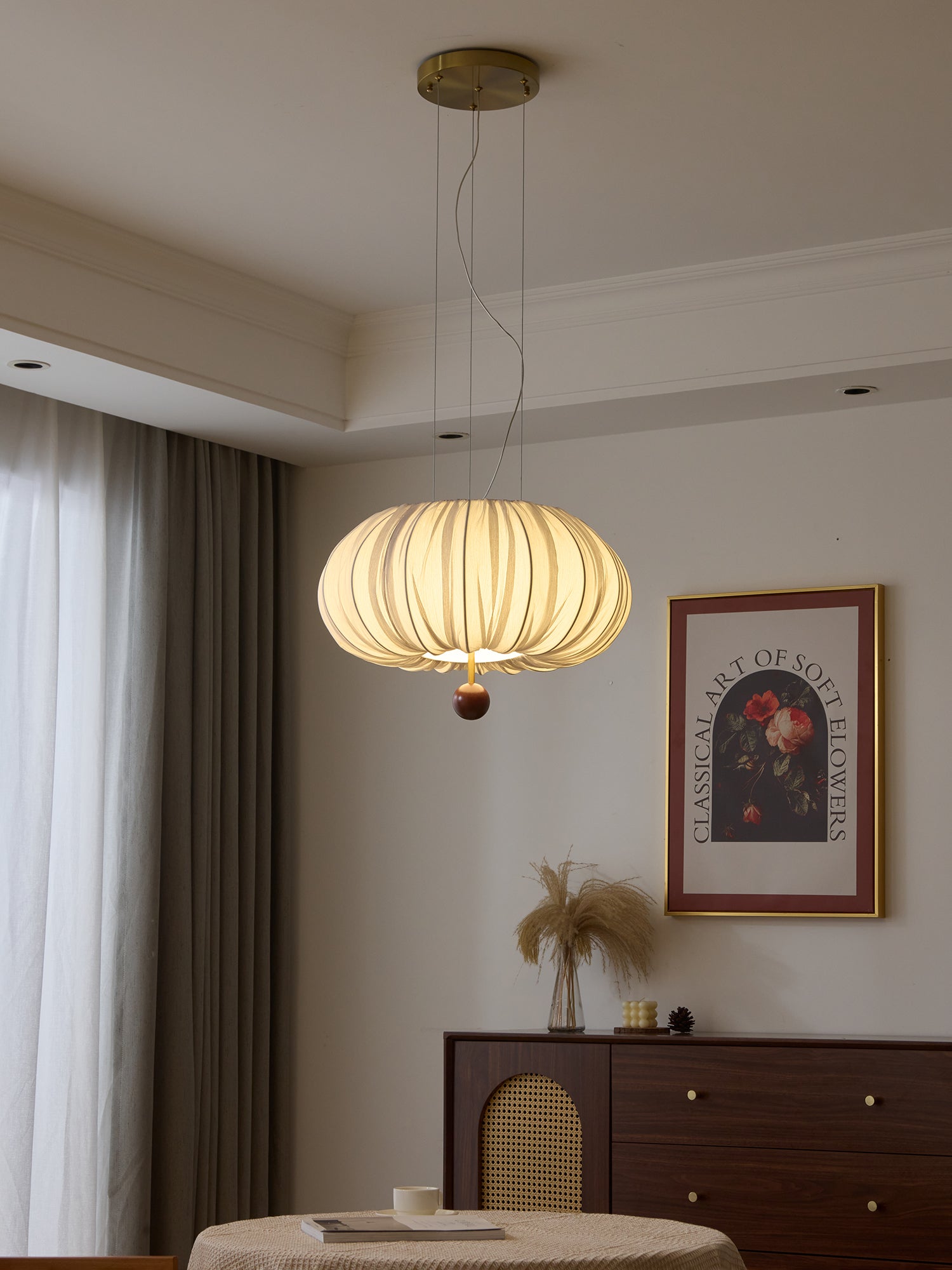 Vasilen Premium Nordic Art Balloon Wood Fabric Ceiling Light-Neutral Decor