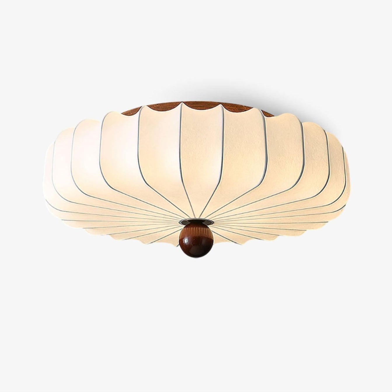 Zotala Petal Fabric Wood Flush Mount Ceiling Light-Neutral Decor