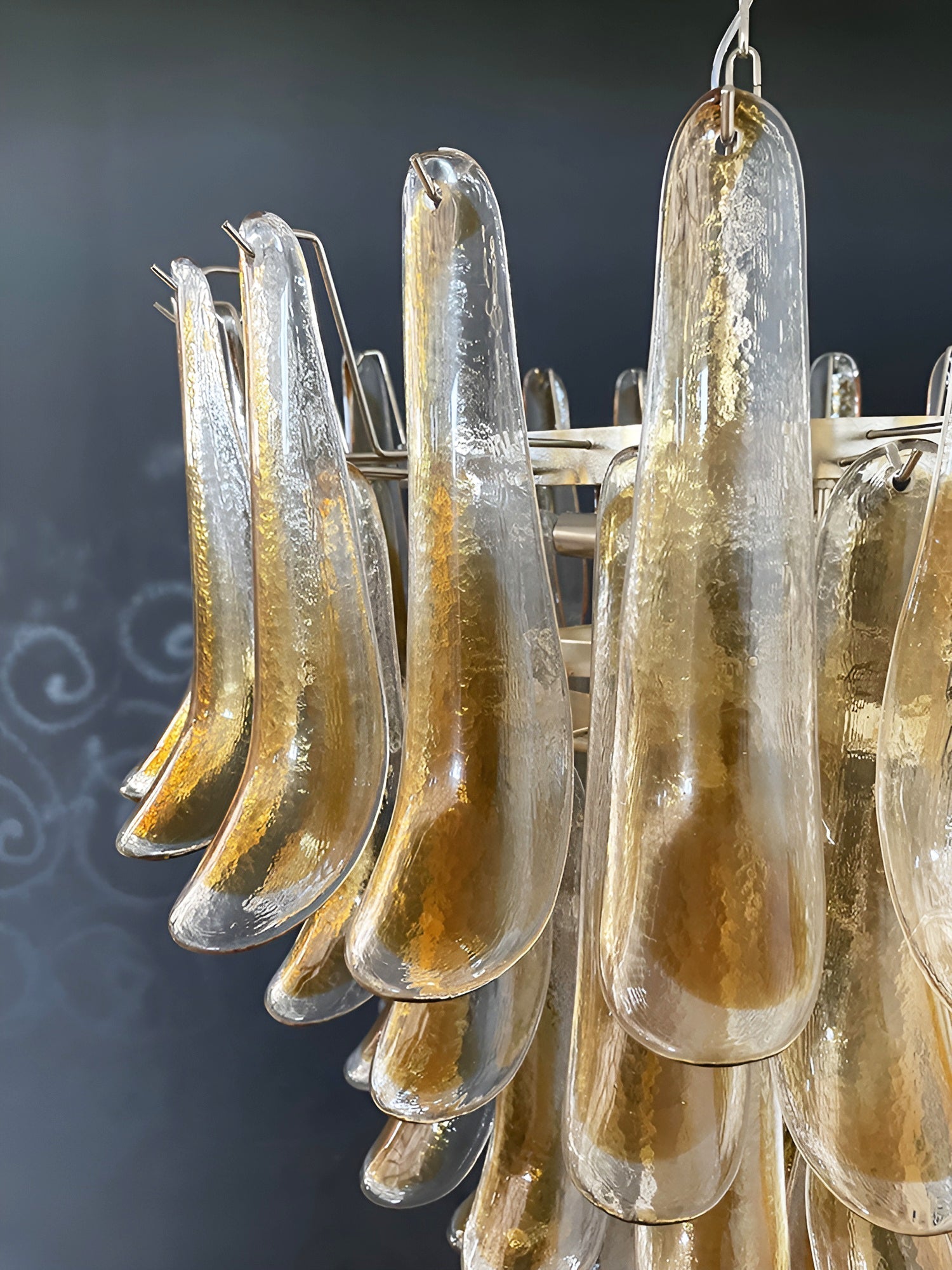 Aurora Chandelier Amber Glass Petals Layered Luxury-Neutral Decor