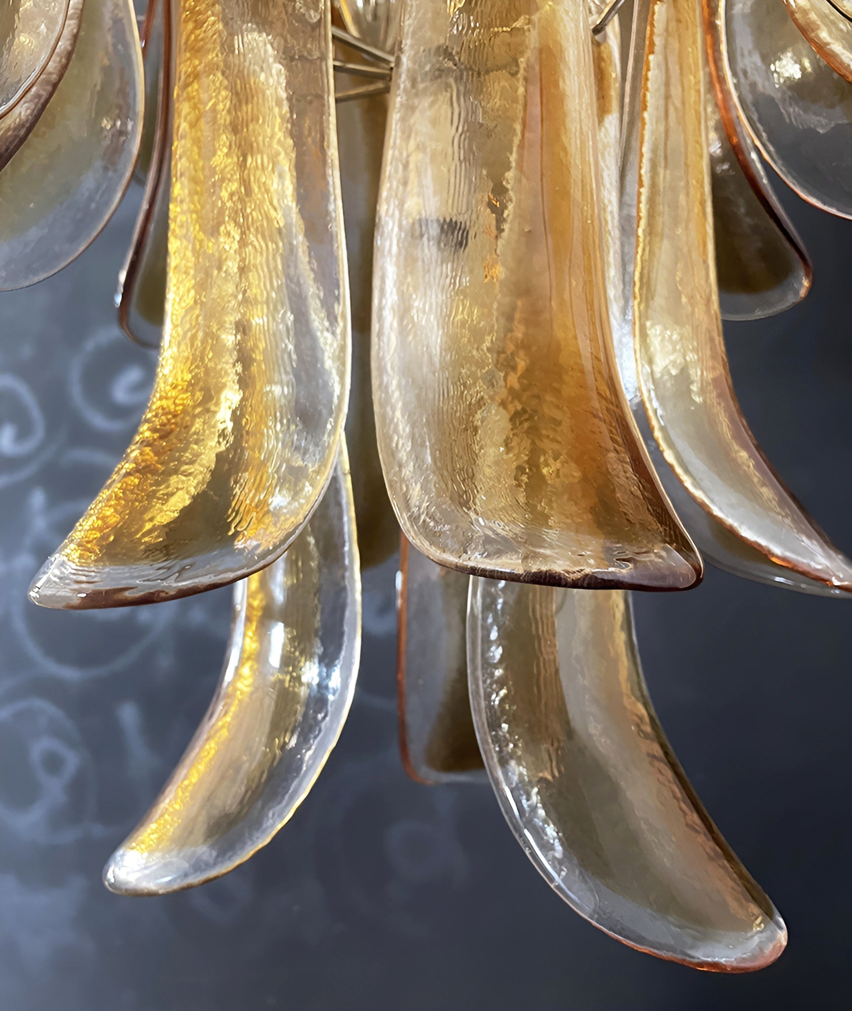 Aurora Chandelier Amber Glass Petals Layered Luxury-Neutral Decor