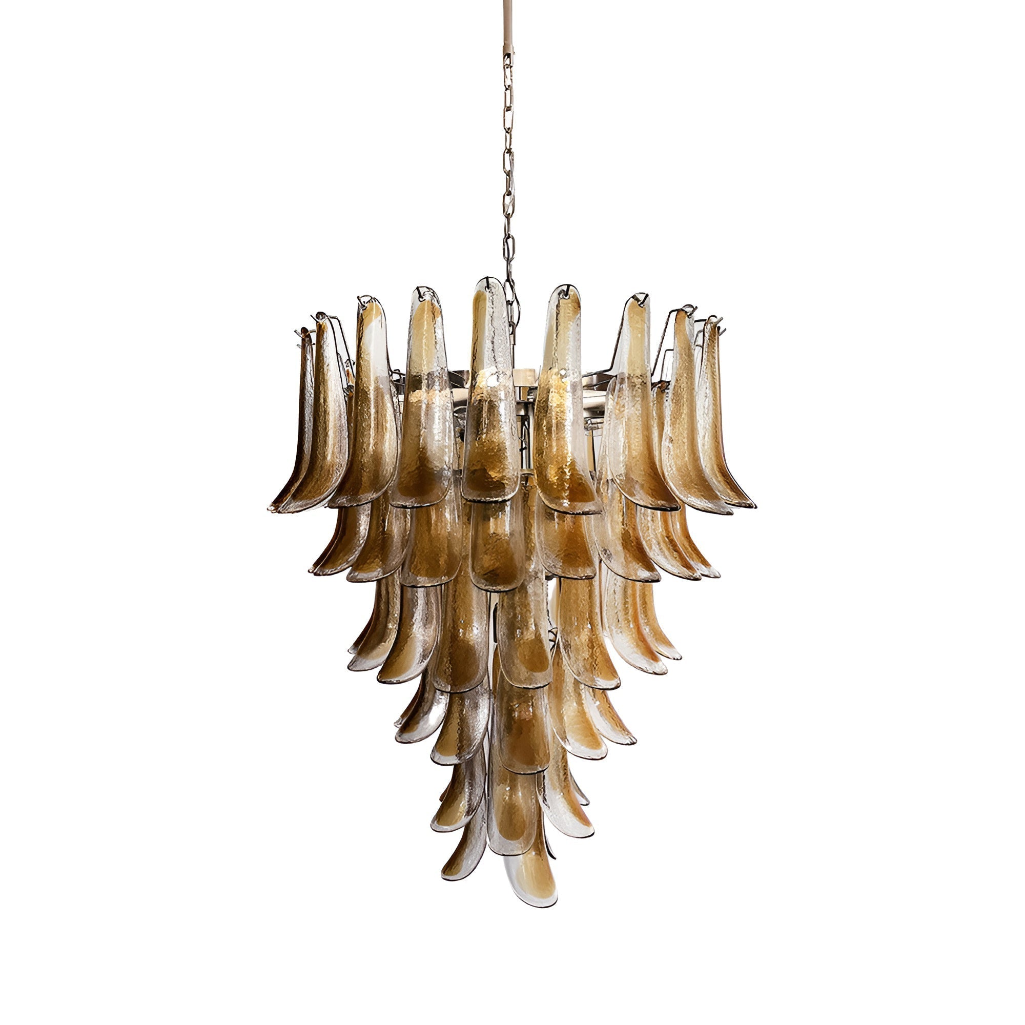 Aurora Chandelier Amber Glass Petals Layered Luxury-Neutral Decor