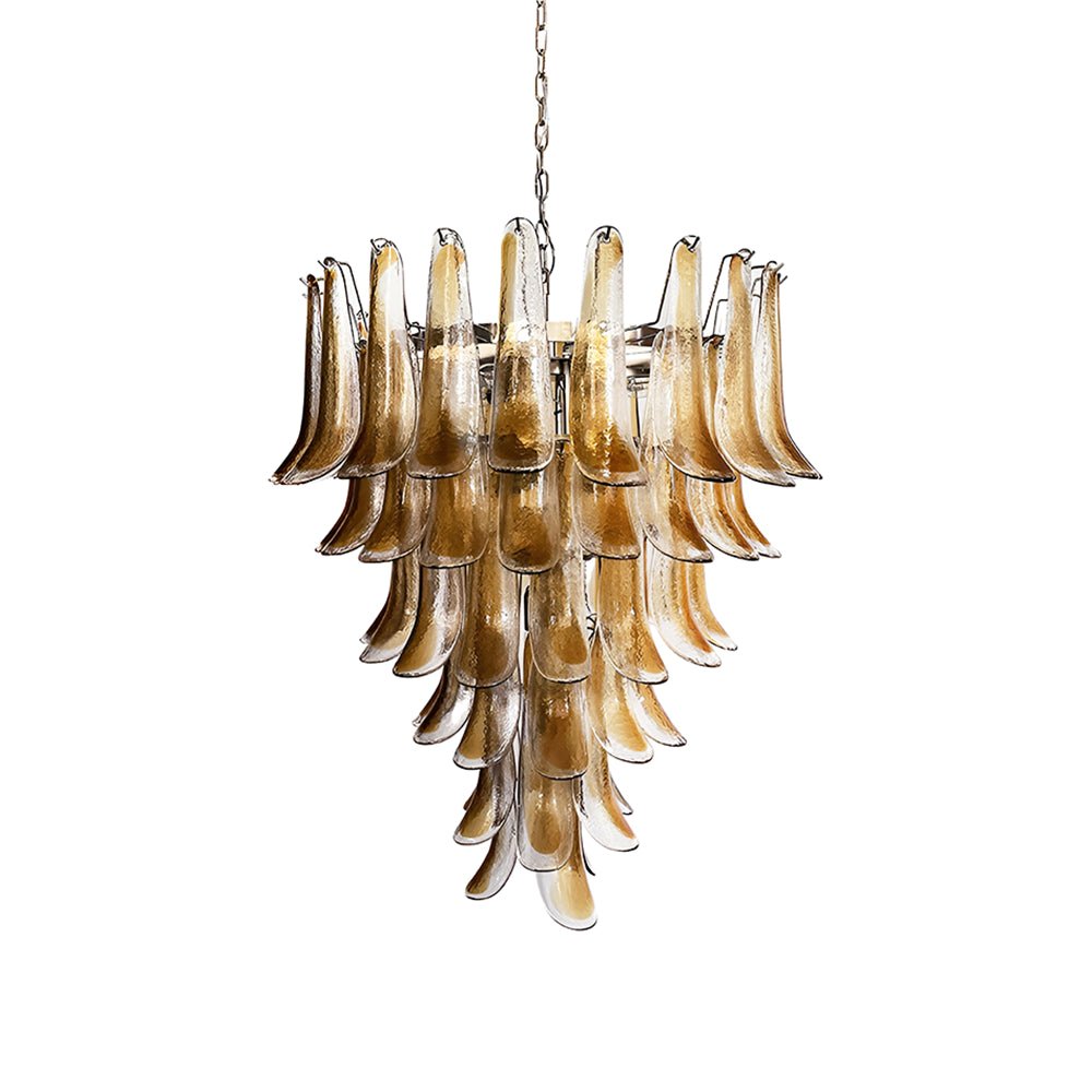 Aurora Chandelier Amber Glass Petals Layered Luxury-Neutral Decor