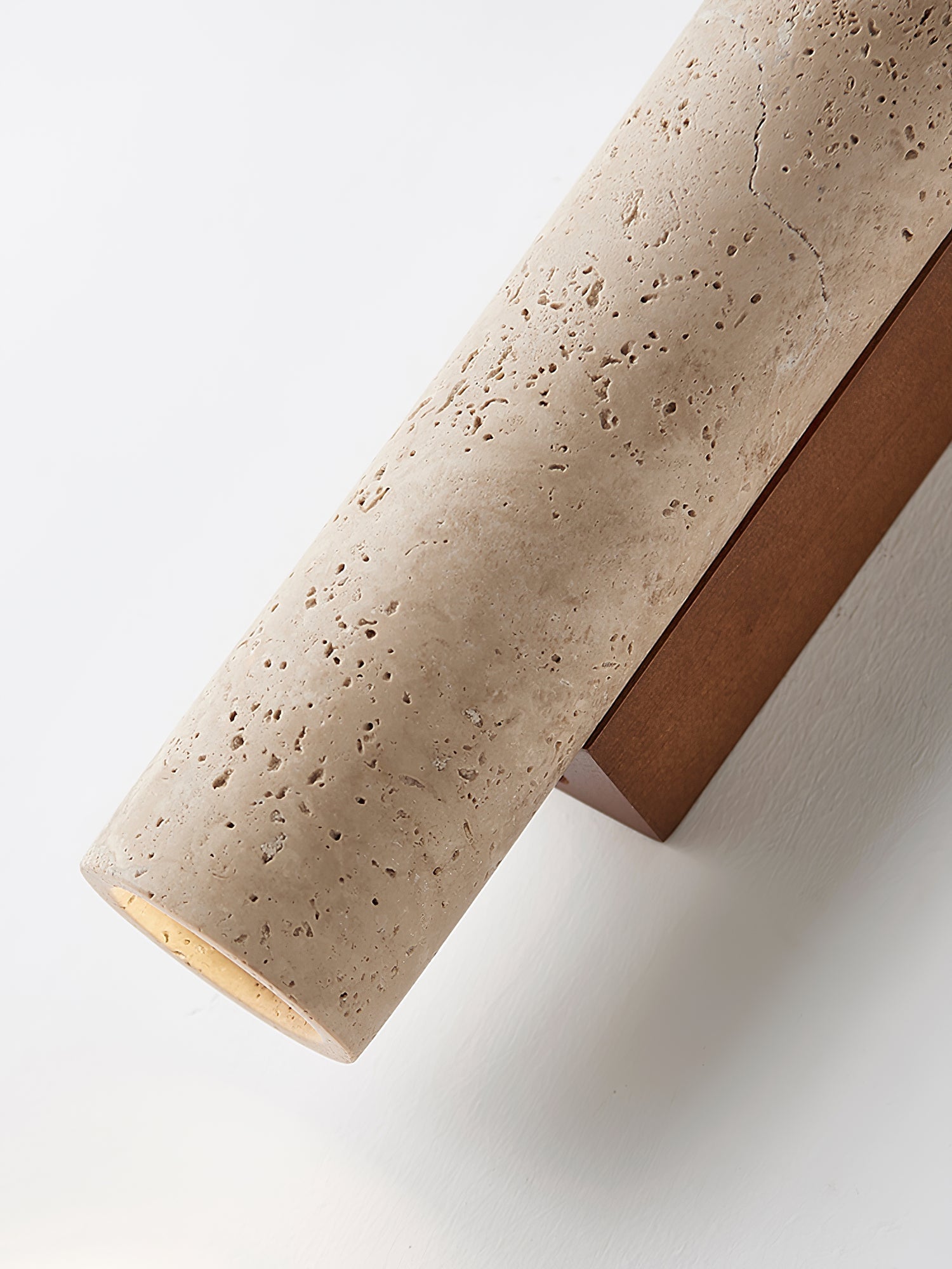 Reveno Slim Cylinder Travertine Wall Light-Neutral Decor