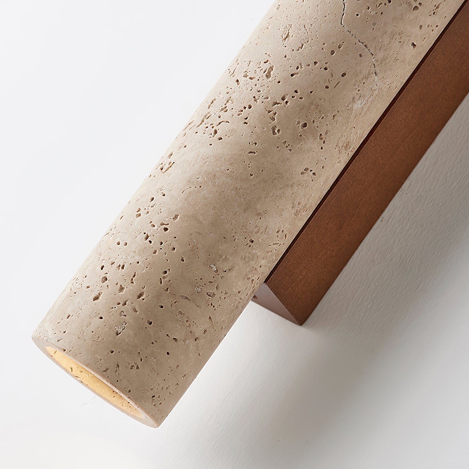 Reveno Slim Cylinder Travertine Wall Light-Neutral Decor