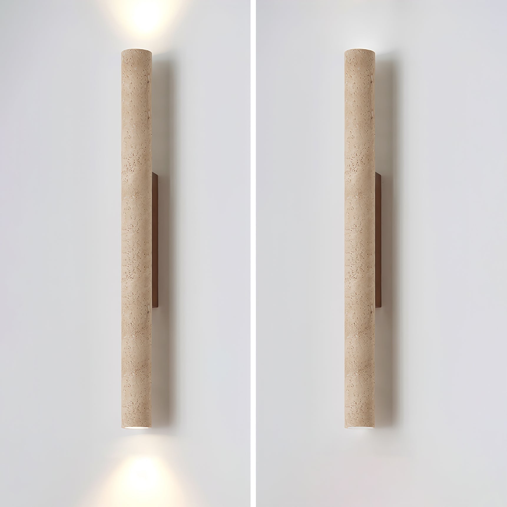 Reveno Slim Cylinder Travertine Wall Light-Neutral Decor