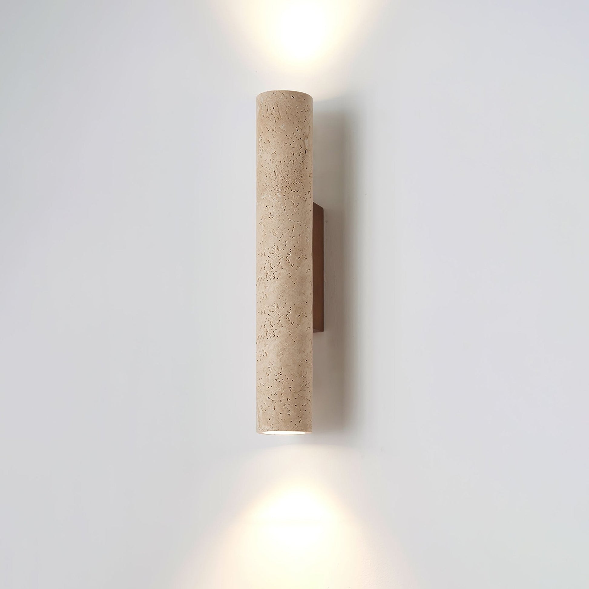 Reveno Slim Cylinder Travertine Wall Light-Neutral Decor