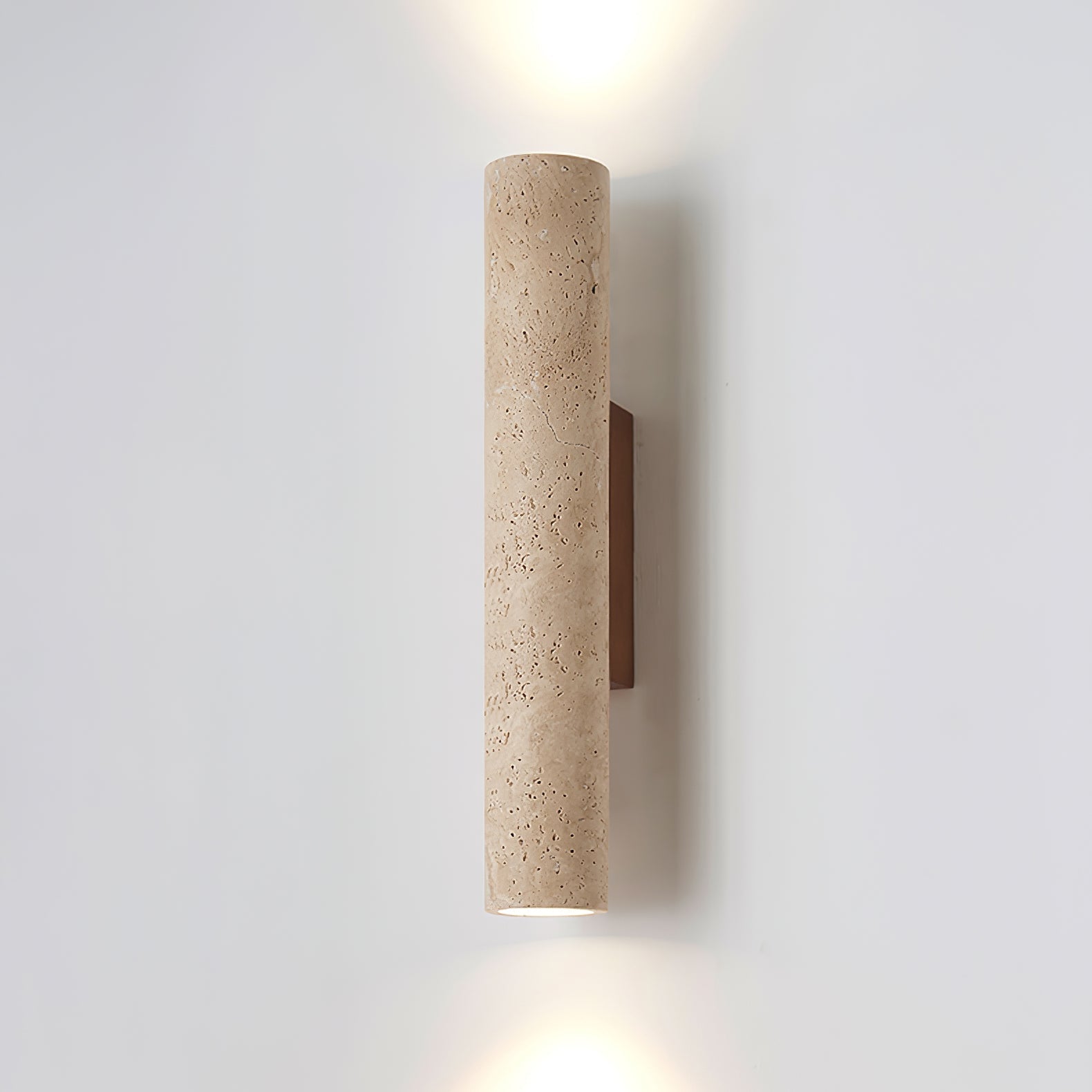 Reveno Slim Cylinder Travertine Wall Light-Neutral Decor