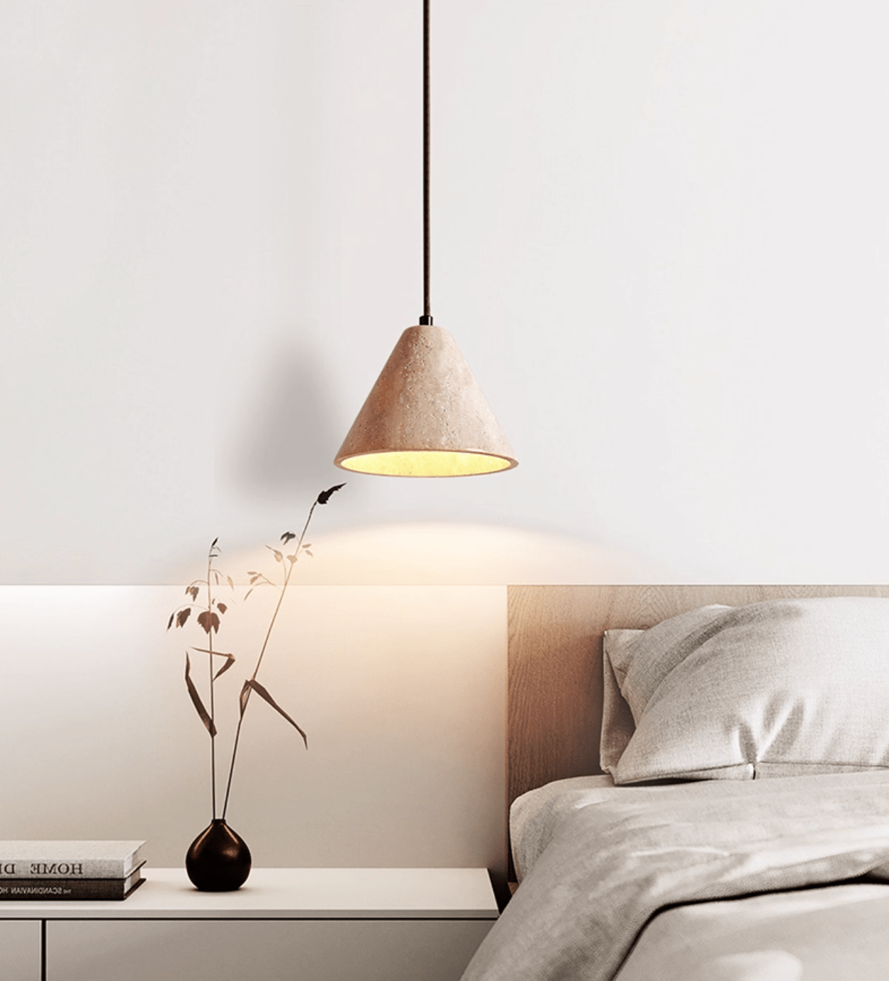 Evor Cone Travertine Pendant Lamp-Neutral Decor