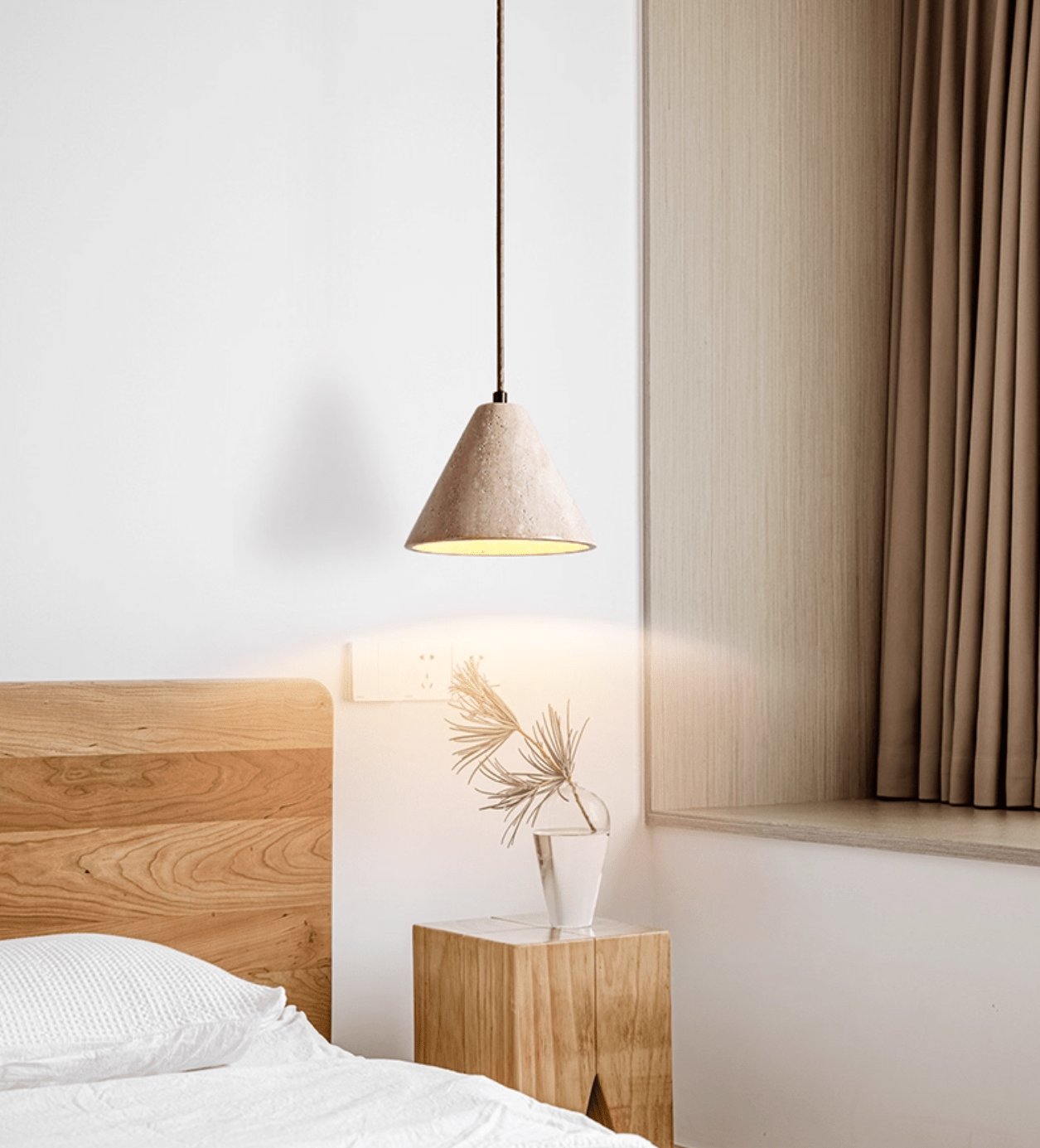 Evor Cone Travertine Pendant Lamp-Neutral Decor