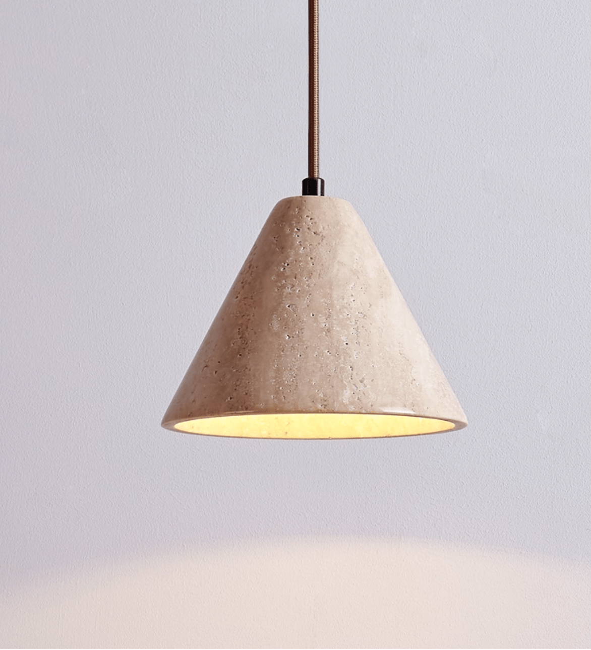 Evor Cone Travertine Pendant Lamp-Neutral Decor