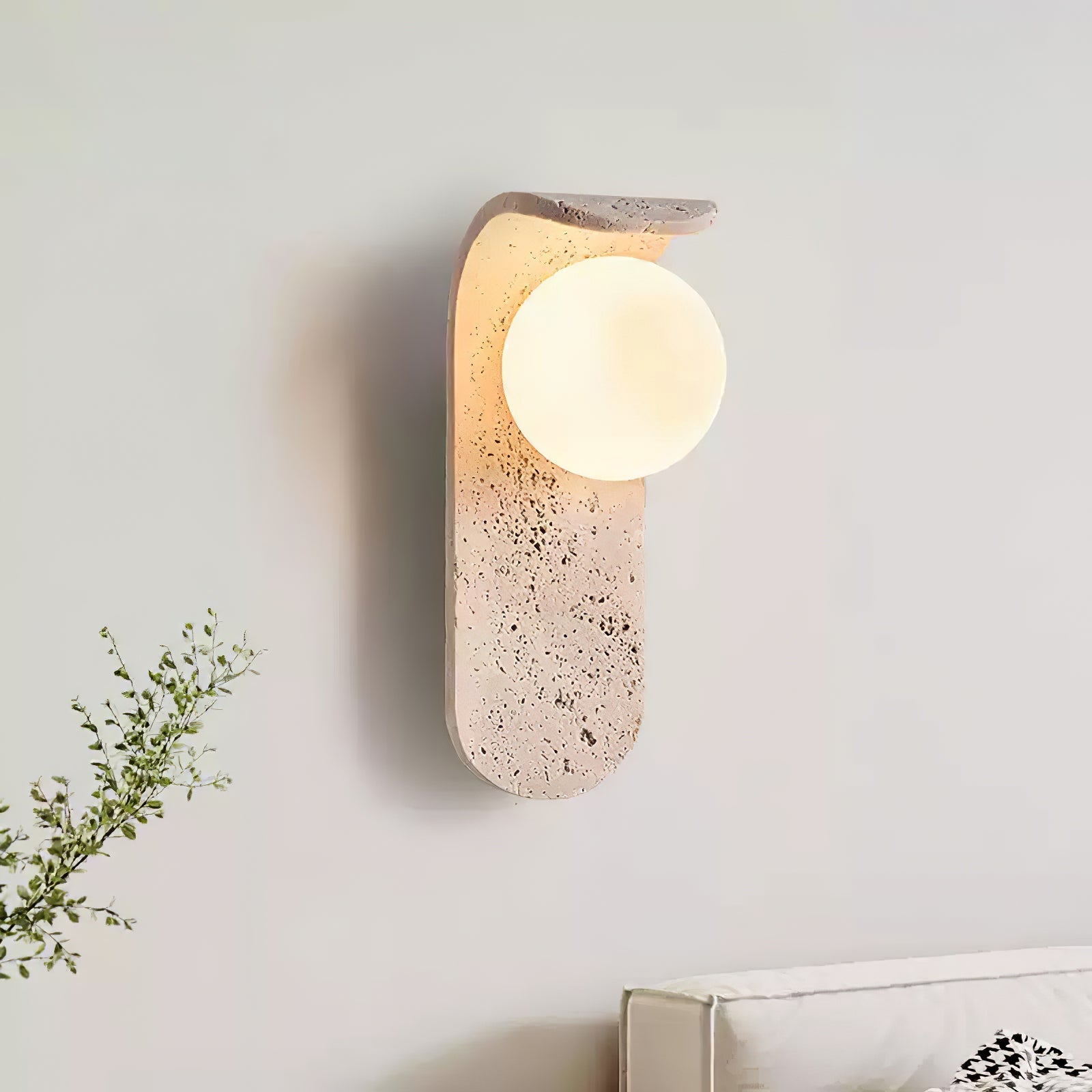 Cutalos Sconce-Frame Travertine Wall Light-Neutral Decor