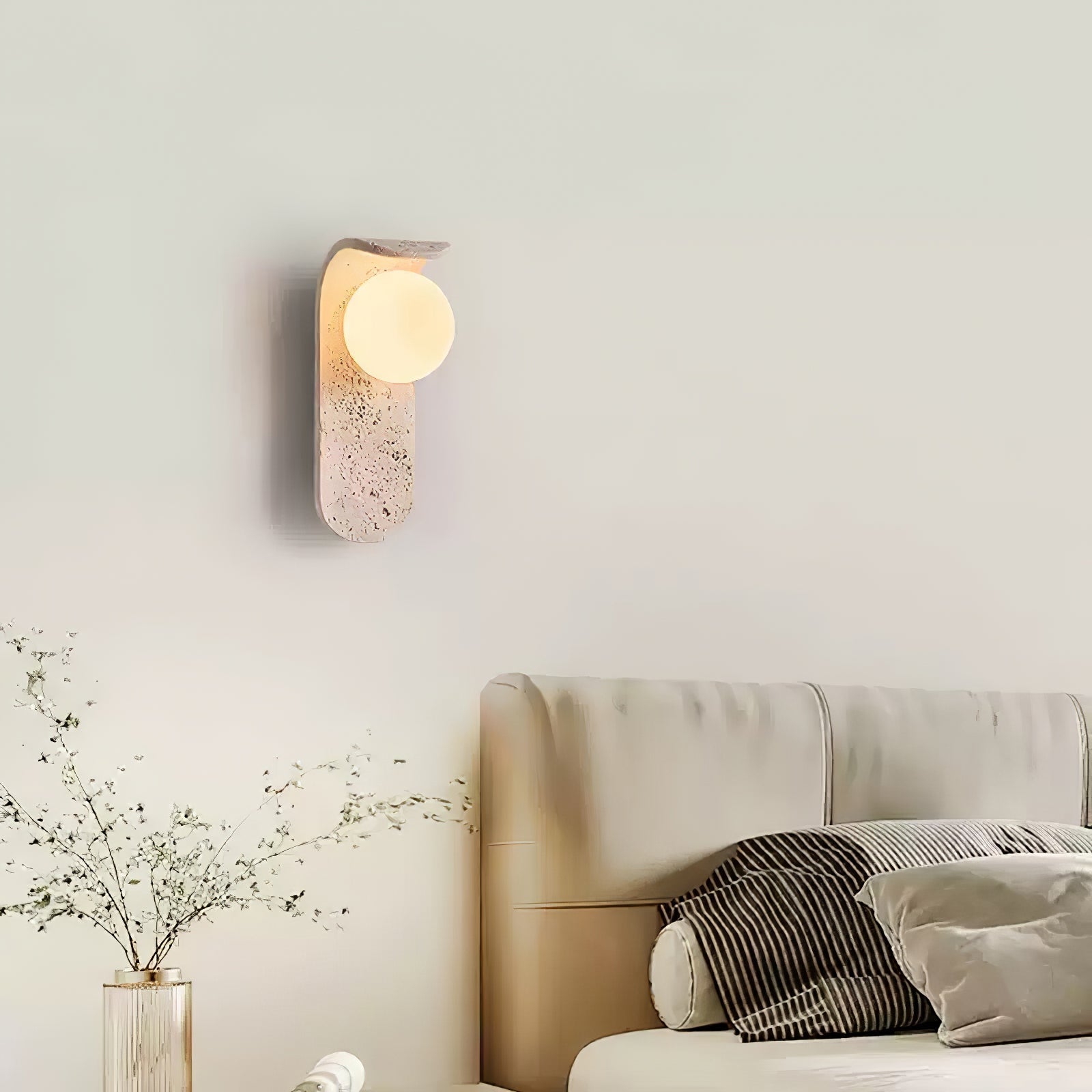 Cutalos Sconce-Frame Travertine Wall Light-Neutral Decor