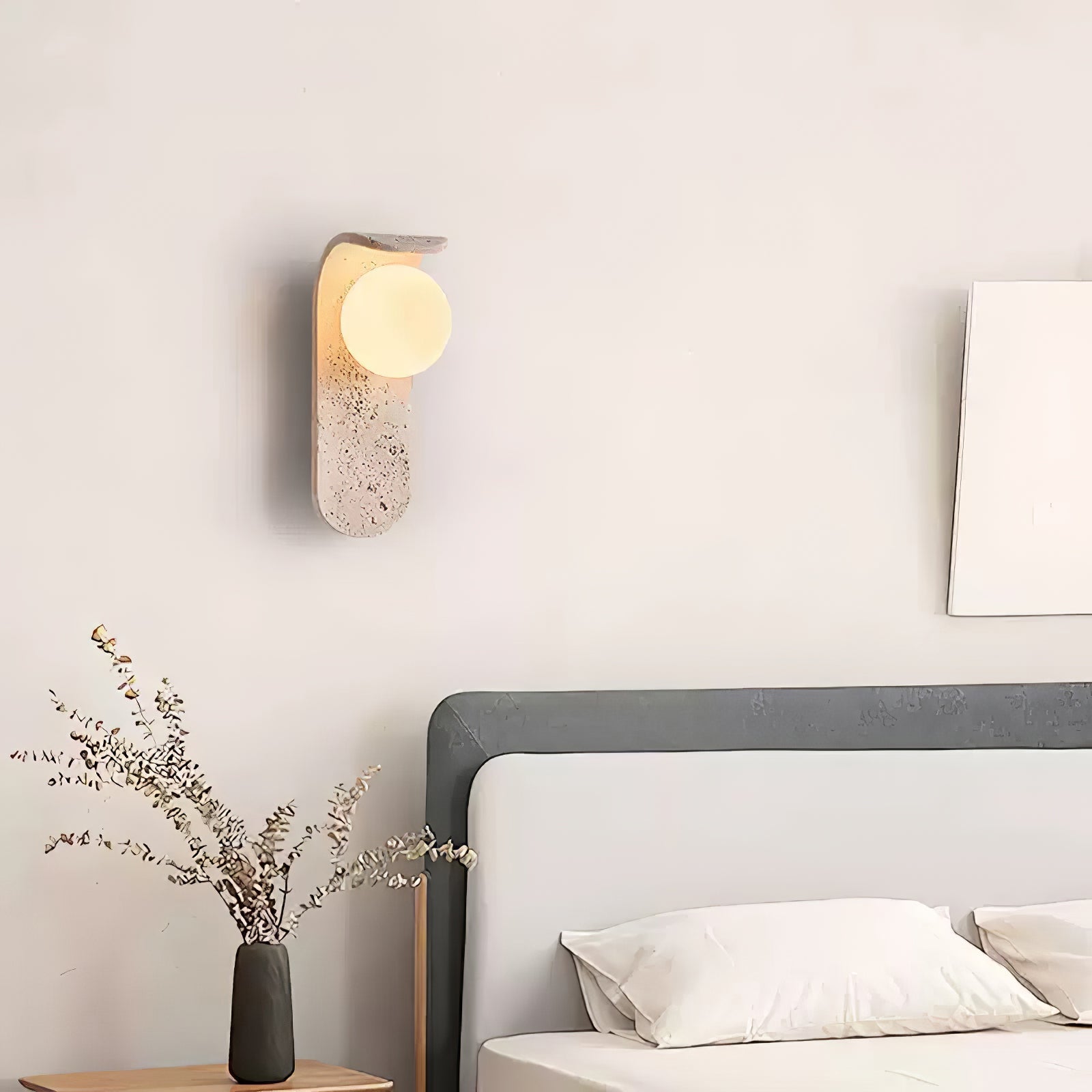 Cutalos Sconce-Frame Travertine Wall Light-Neutral Decor