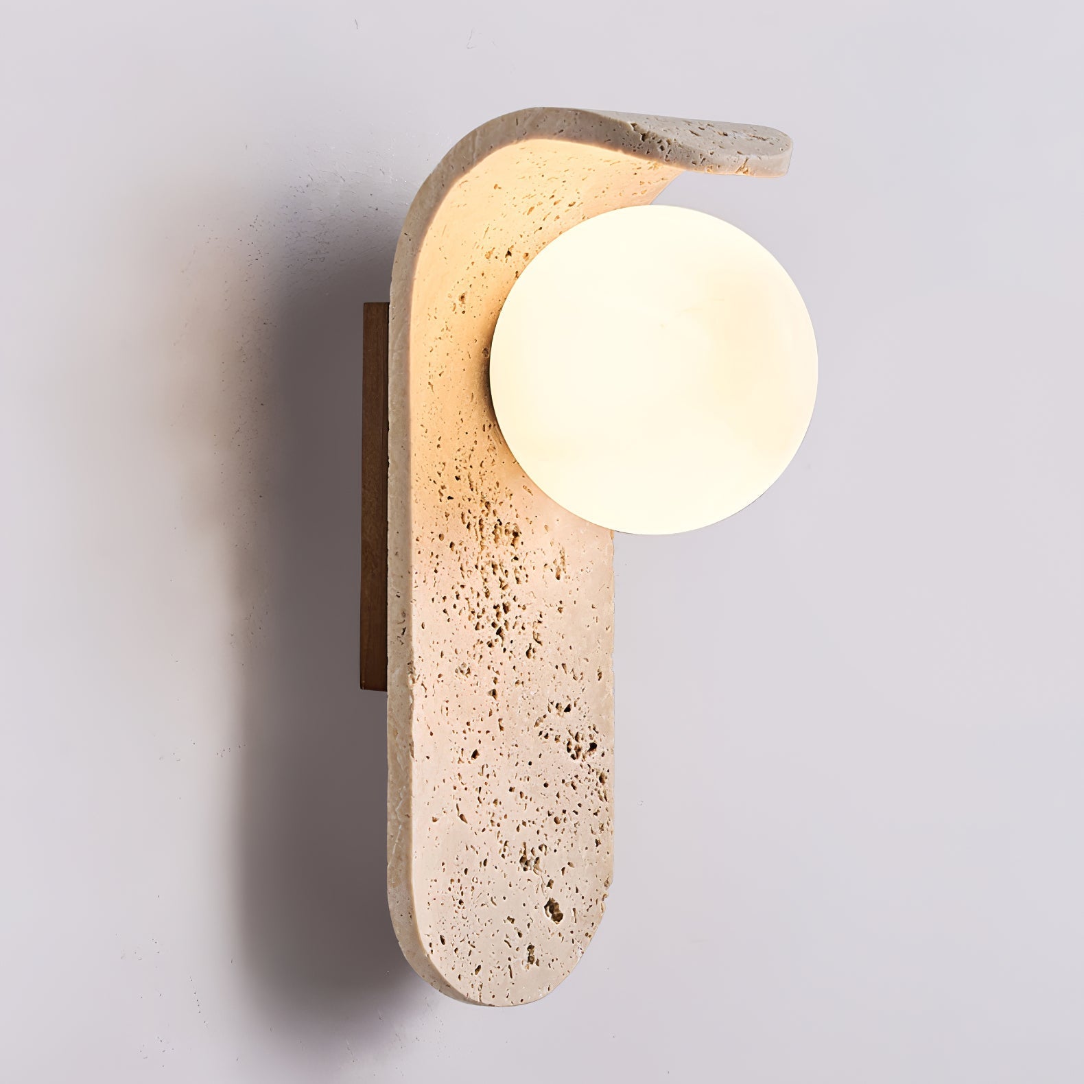 Cutalos Sconce-Frame Travertine Wall Light-Neutral Decor