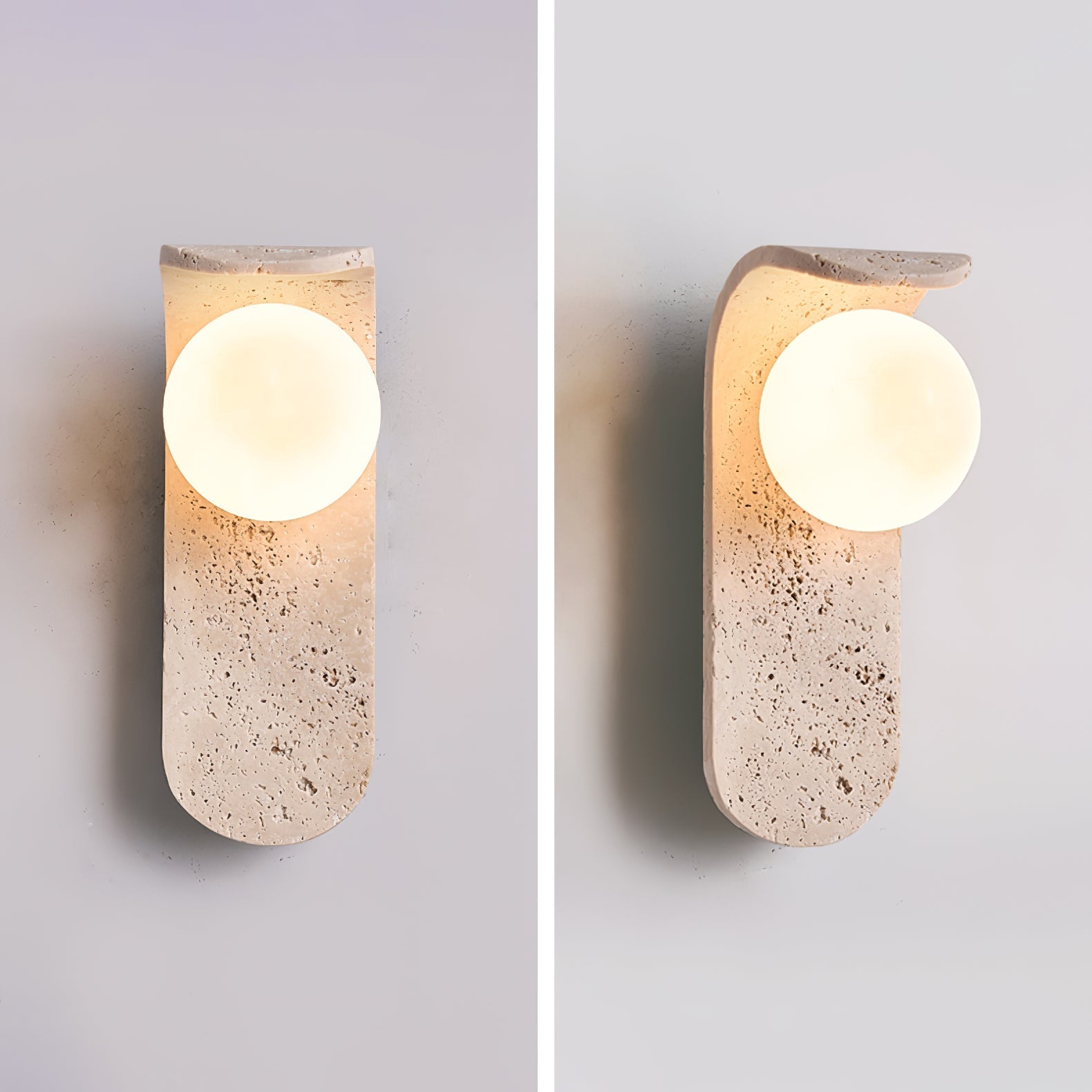 Cutalos Sconce-Frame Travertine Wall Light-Neutral Decor