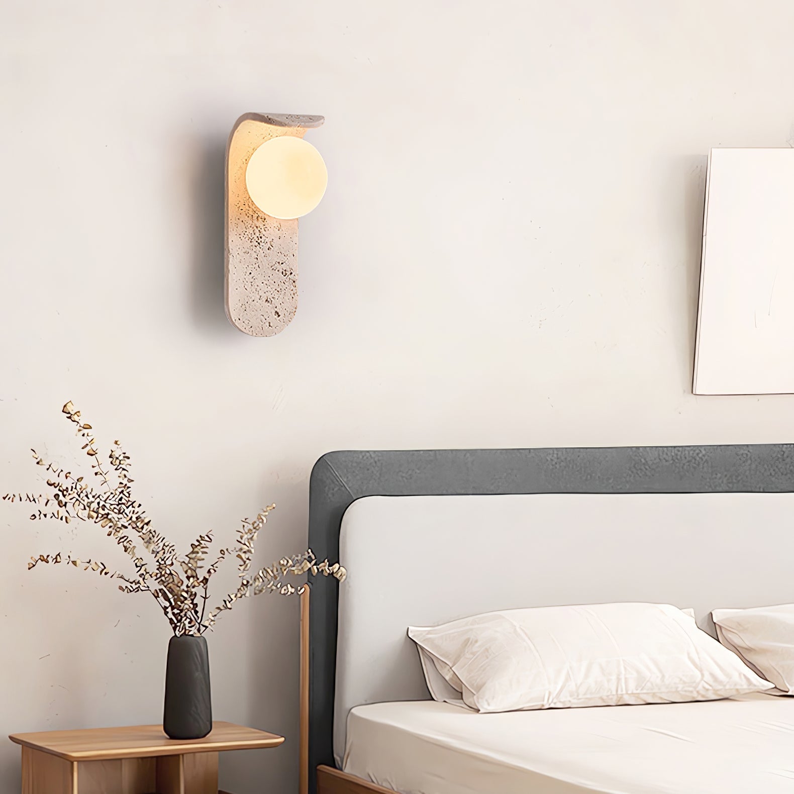 Cutalos Sconce-Frame Travertine Wall Light-Neutral Decor