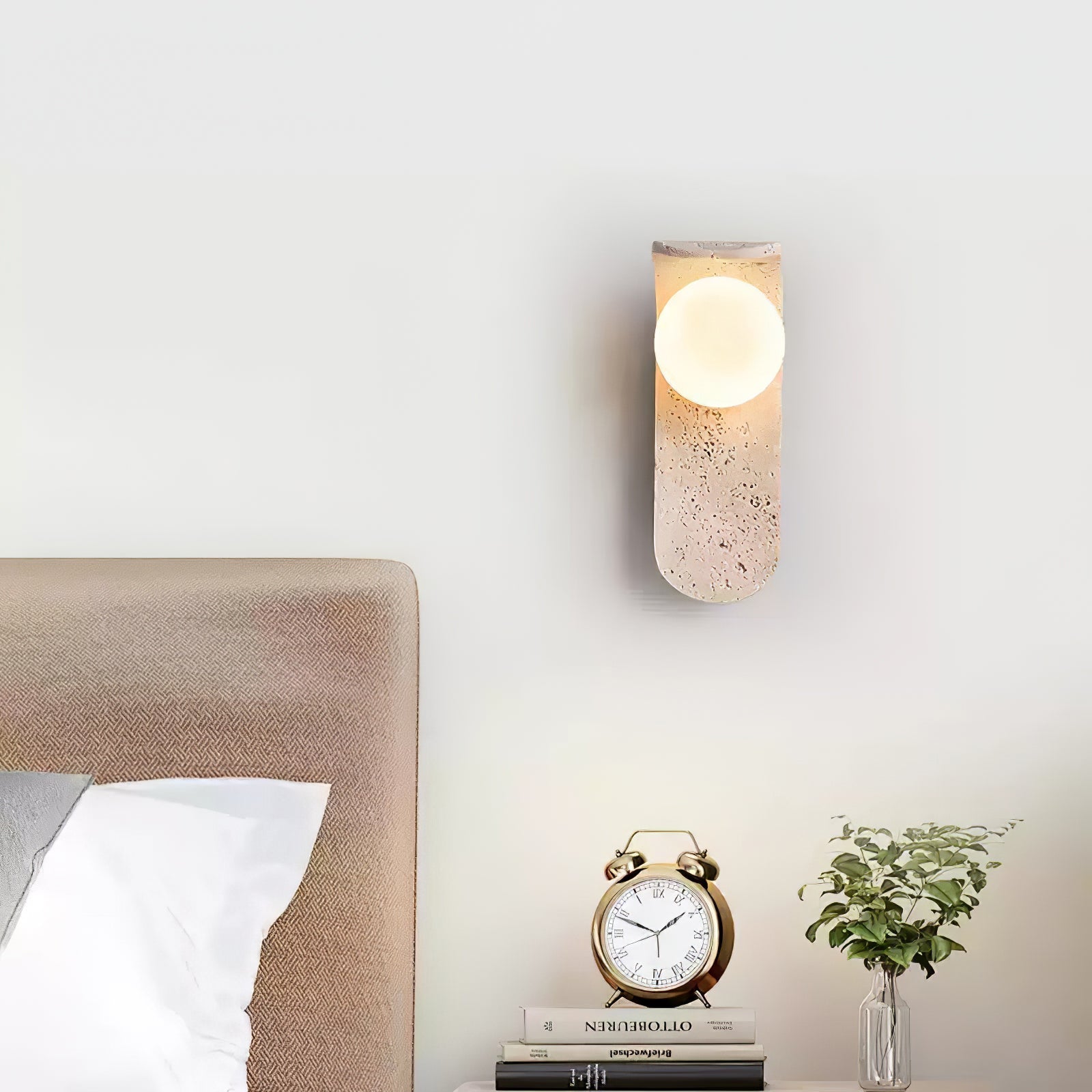Cutalos Sconce-Frame Travertine Wall Light-Neutral Decor