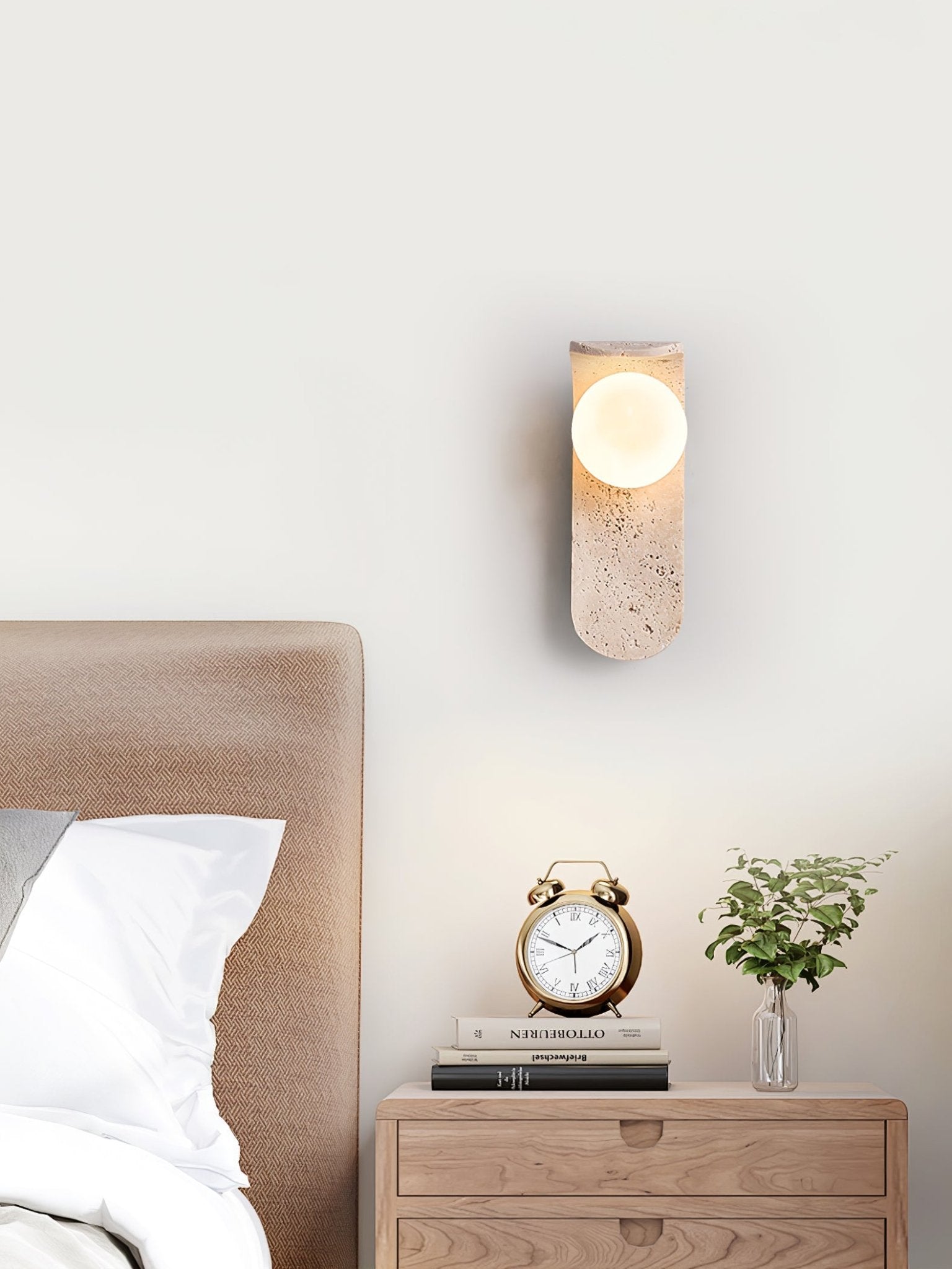 Cutalos Sconce-Frame Travertine Wall Light-Neutral Decor