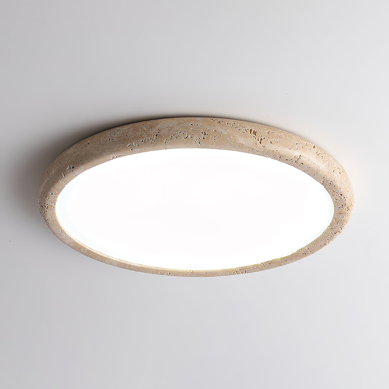 Dira Ring Frame Travertine Ceiling Light-Neutral Decor
