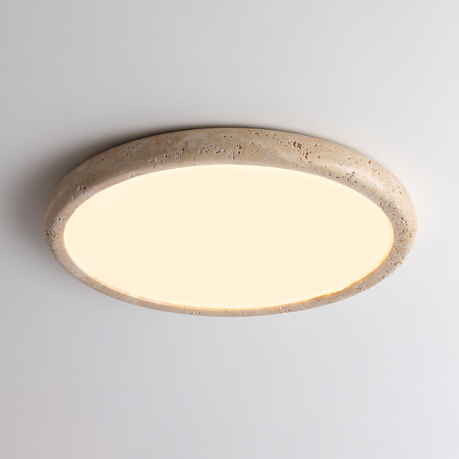 Dira Ring Frame Travertine Ceiling Light-Neutral Decor