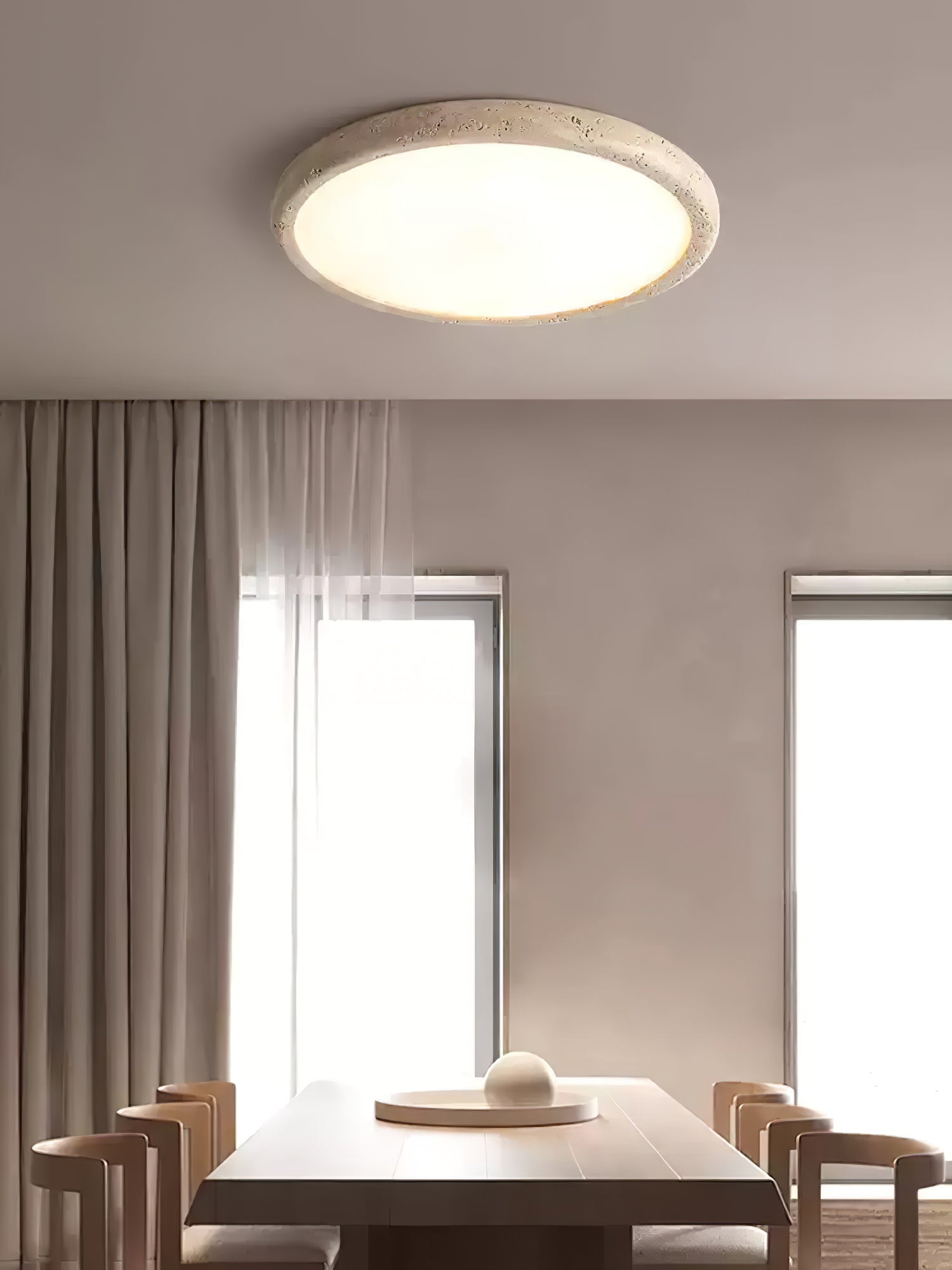 Dira Ring Frame Travertine Ceiling Light-Neutral Decor