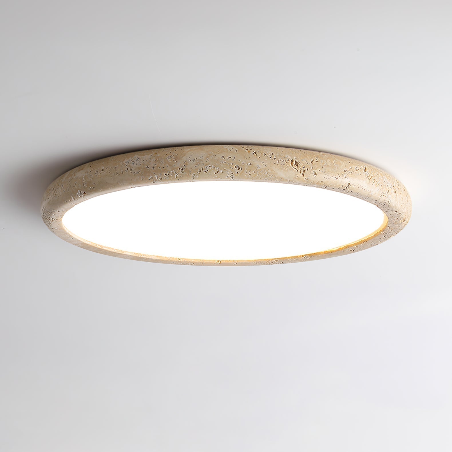 Dira Ring Frame Travertine Ceiling Light-Neutral Decor
