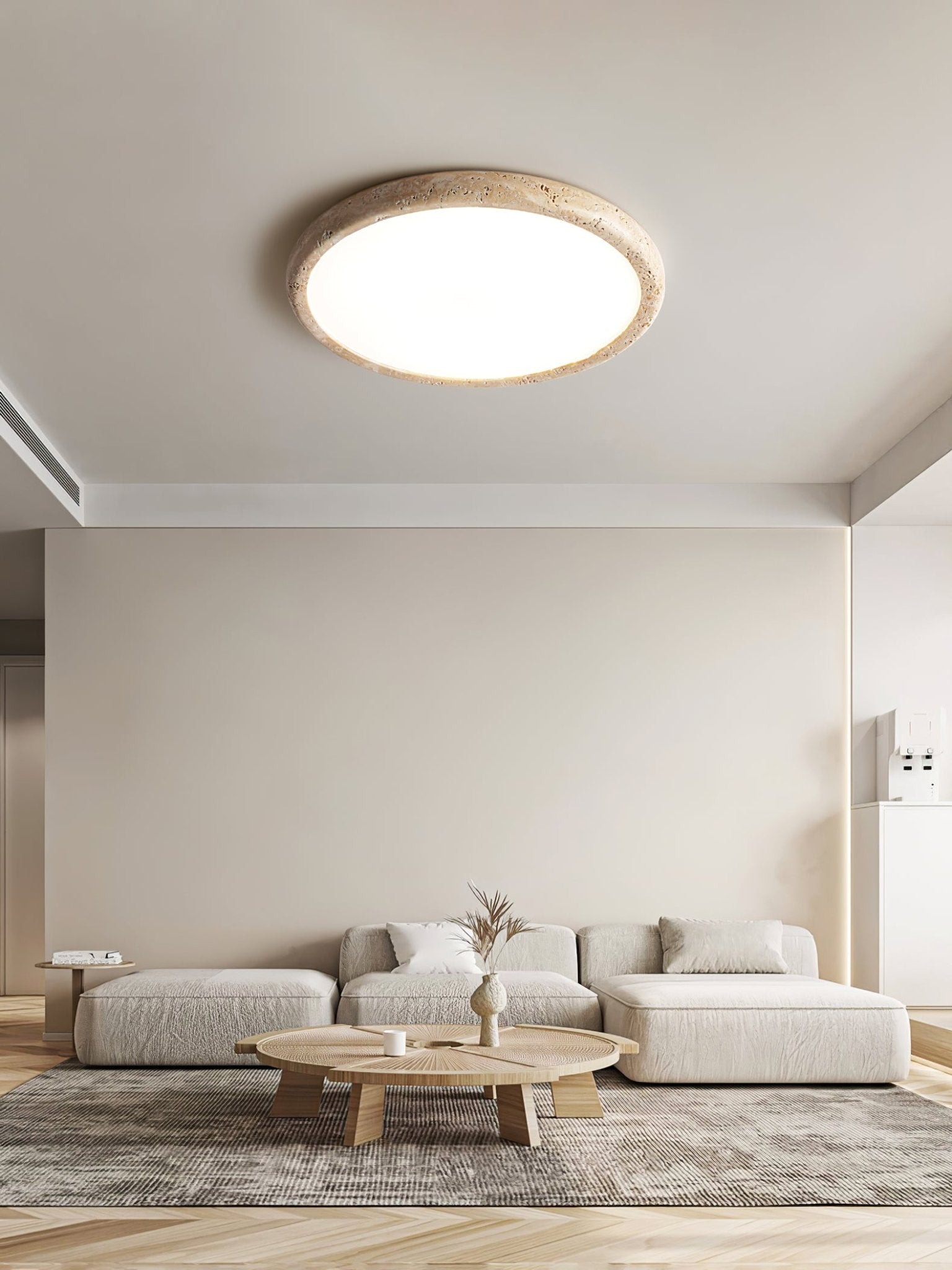 Aurrina Ring Frame Travertine Ceiling Light-Neutral Decor